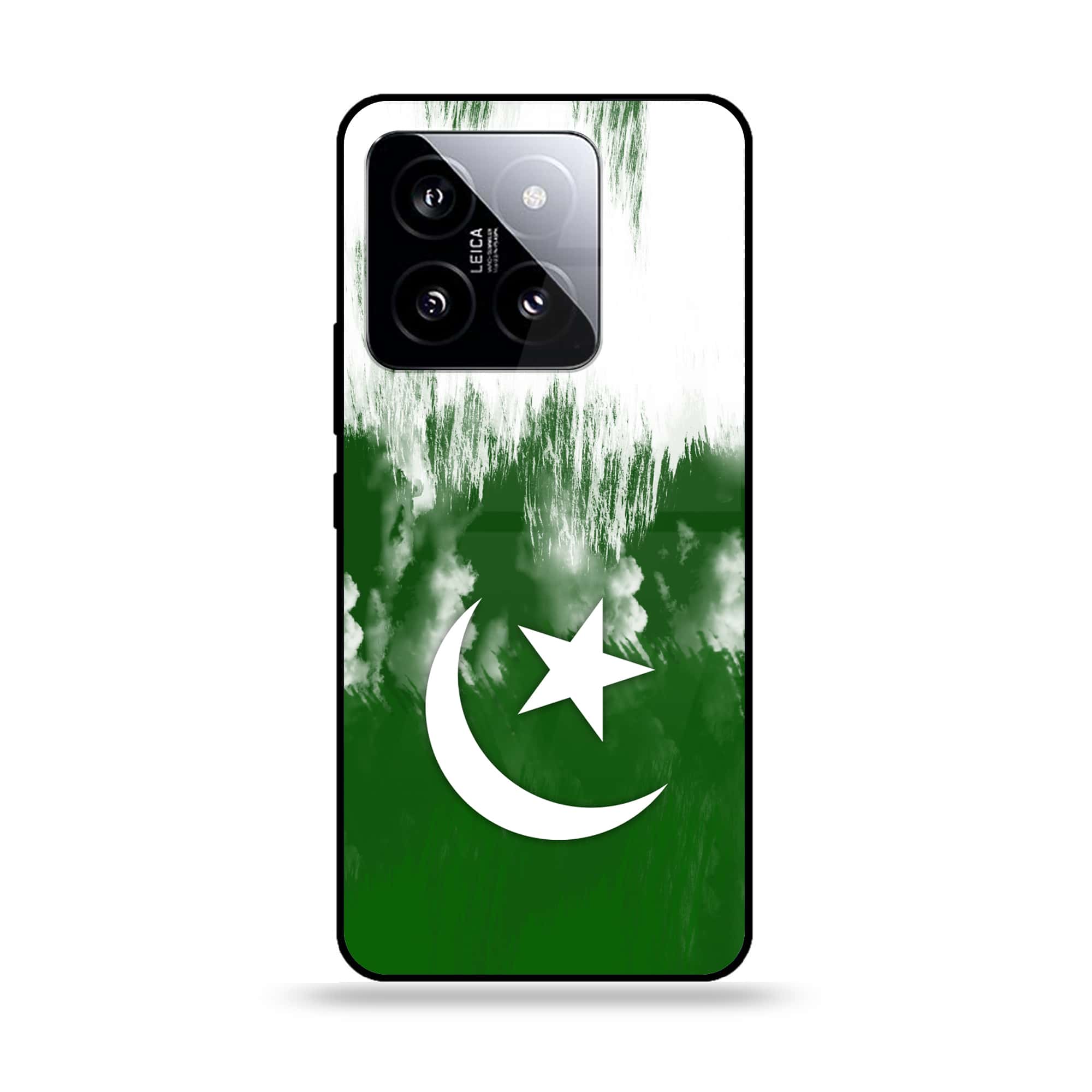 Xiaomi 14 - Pakistani Flag Series - Premium Printed Glass soft Bumper shock Proof Case