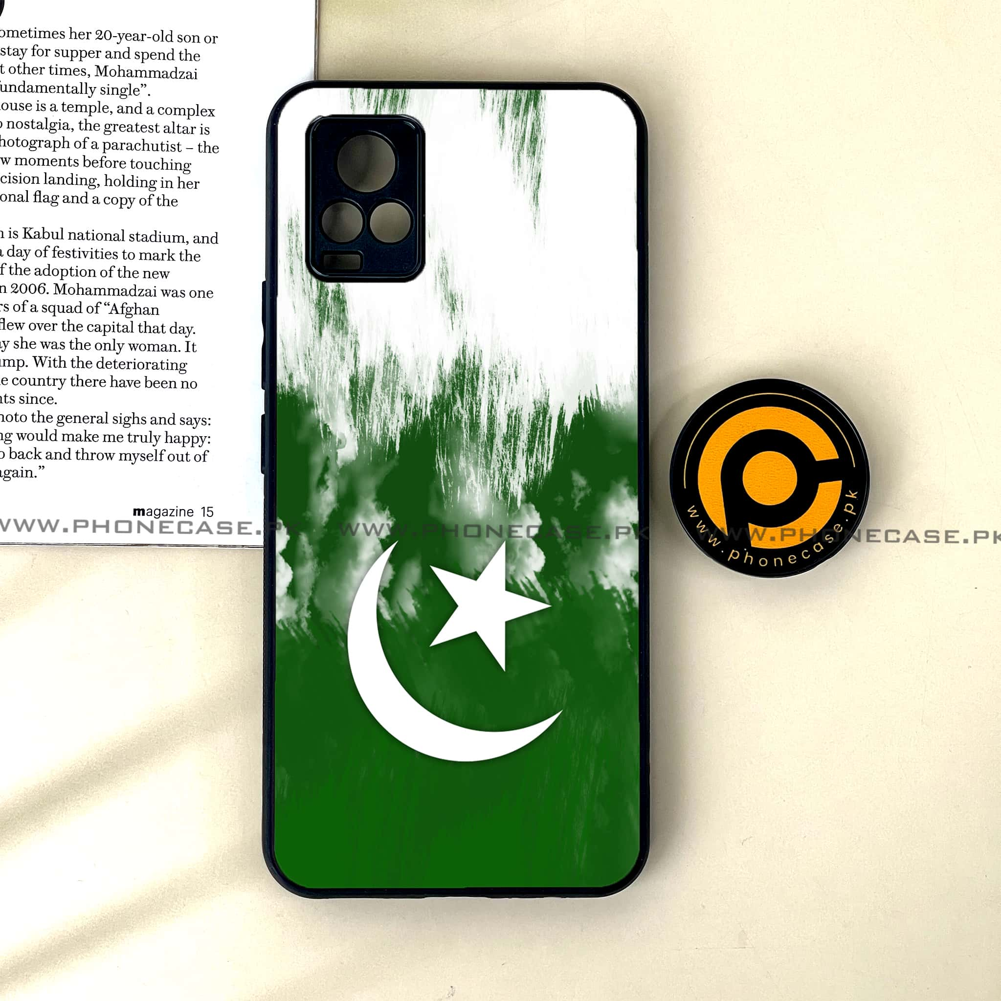 Vivo V20 - Pakistani Flag Series - Premium Printed Glass soft Bumper shock Proof Case