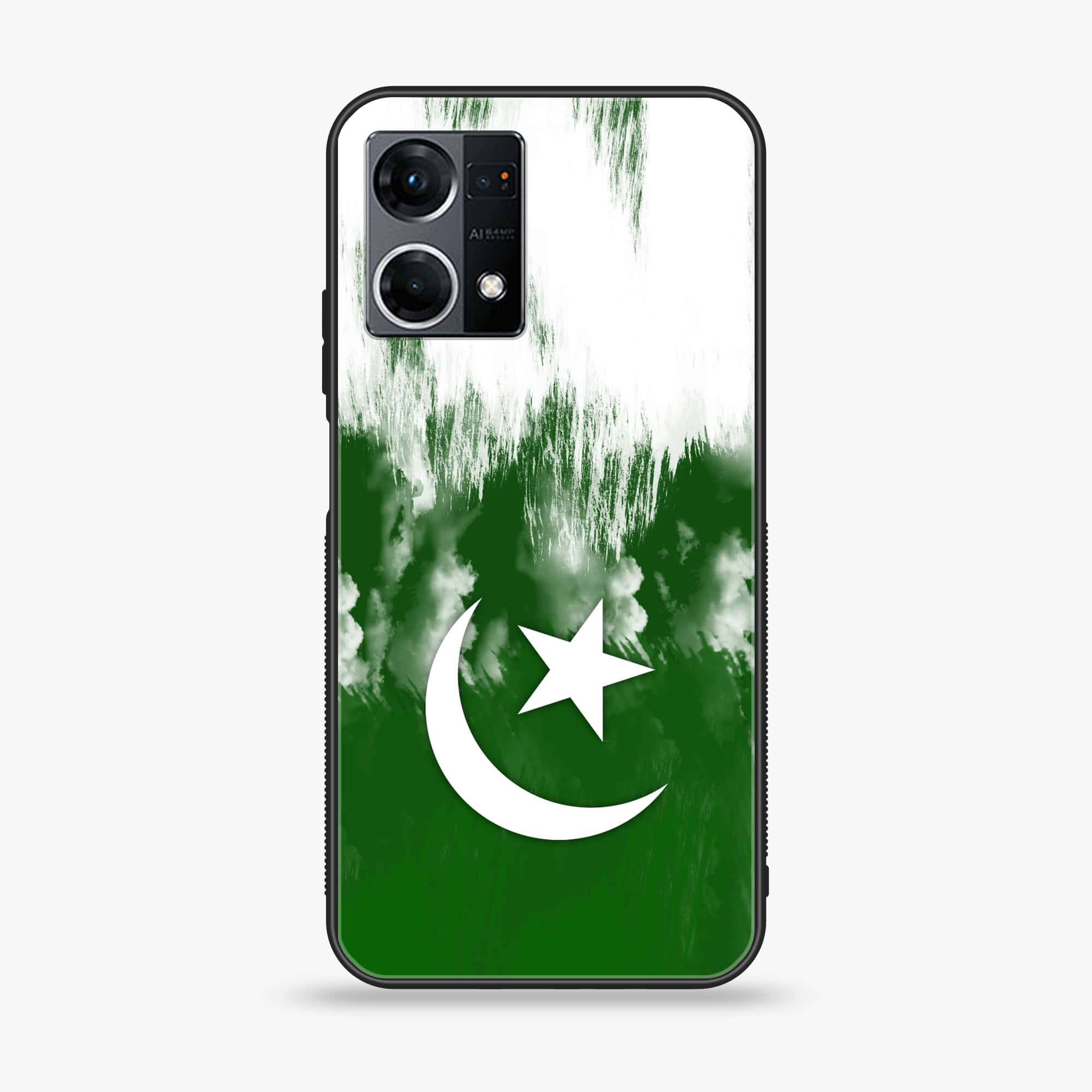 Oppo Reno 7 - Pakistani Flag Series - Premium Printed Glass soft Bumper shock Proof Case