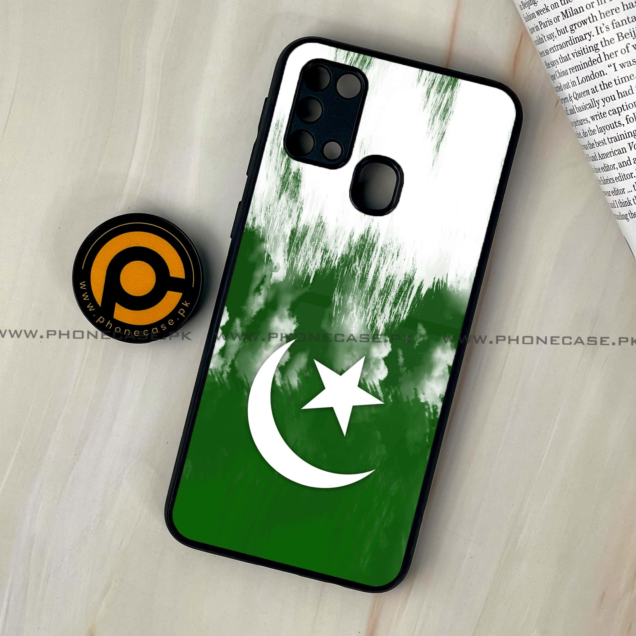 Galaxy M31 - Pakistani Flag Series - Premium Printed Glass soft Bumper shock Proof Case