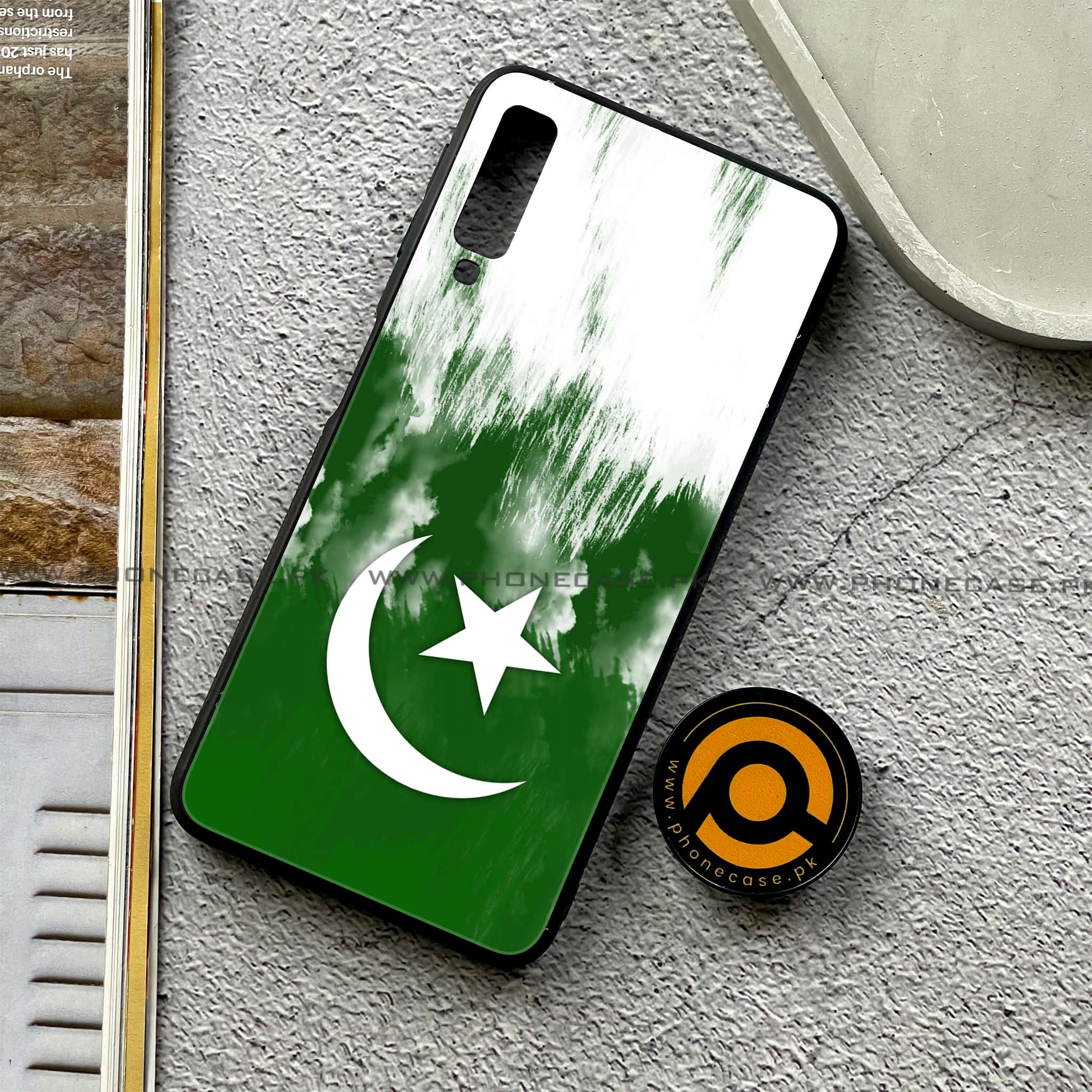 Galaxy A7 2018 - Pakistani Flag Series - Premium Printed Metal soft Bumper shock Proof Case