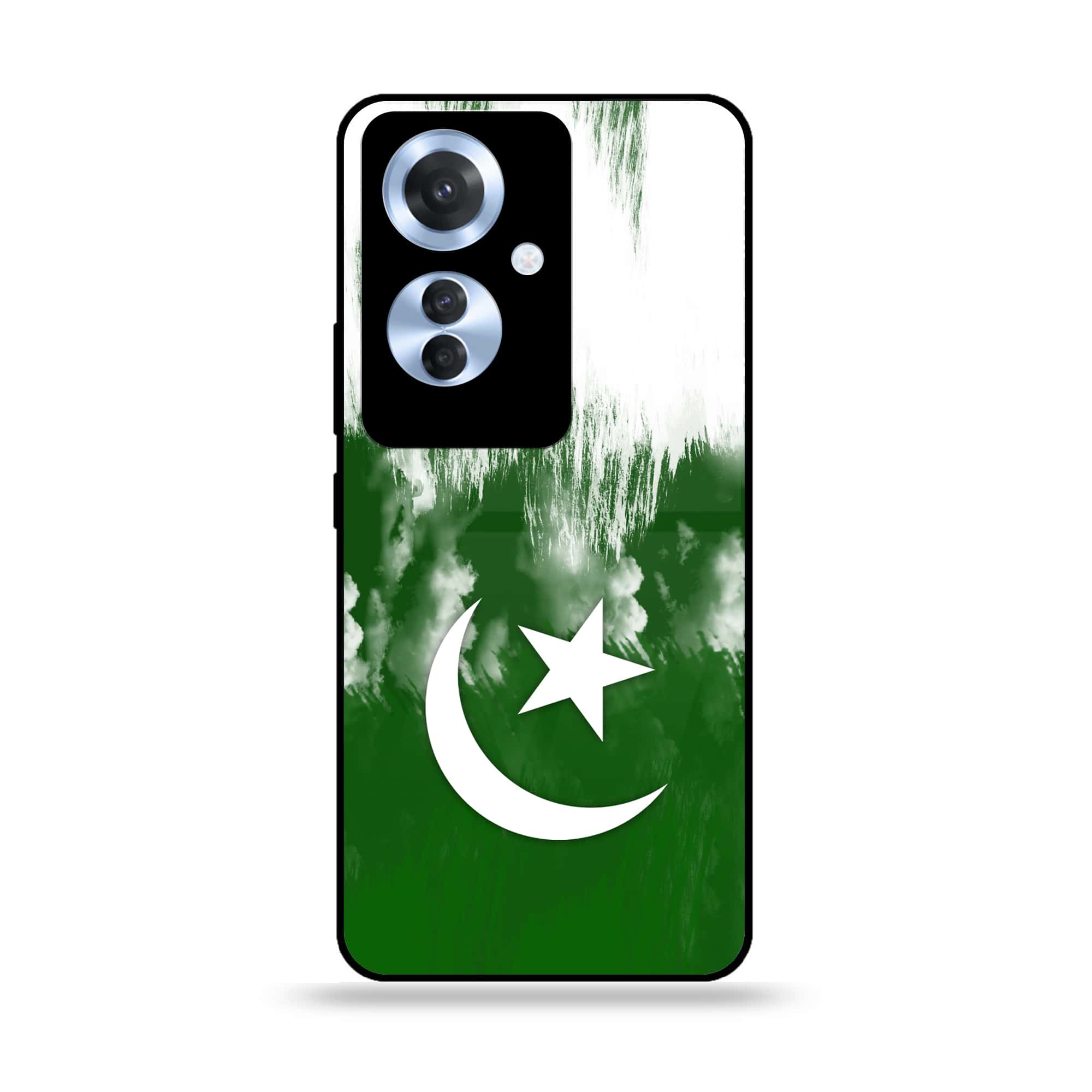 Oppo Reno 11F - Pakistani Flag Series - Premium Printed Glass soft Bumper shock Proof Case
