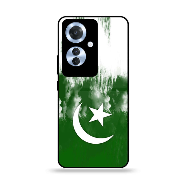 Oppo Reno 11F - Pakistani Flag Design 9   - Premium Printed Glass soft Bumper shock Proof Case  CS-27974