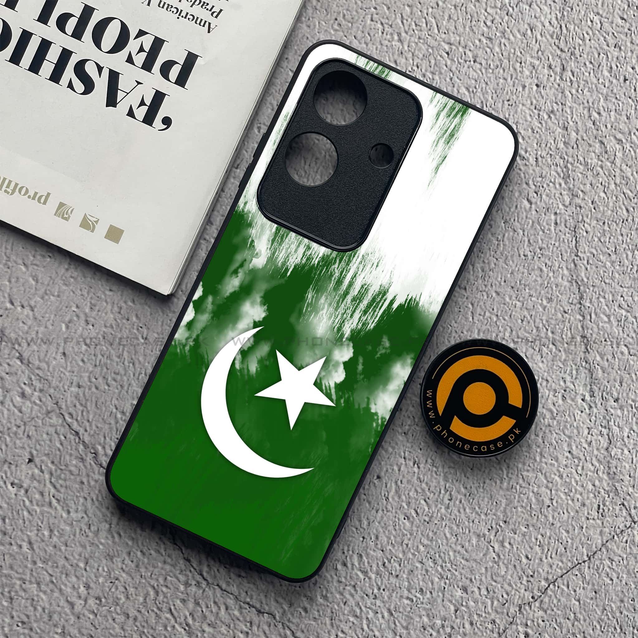 Realme Note 60x - Pakistani Flag Series - Premium Metal  Printed soft Bumper shock Proof Case