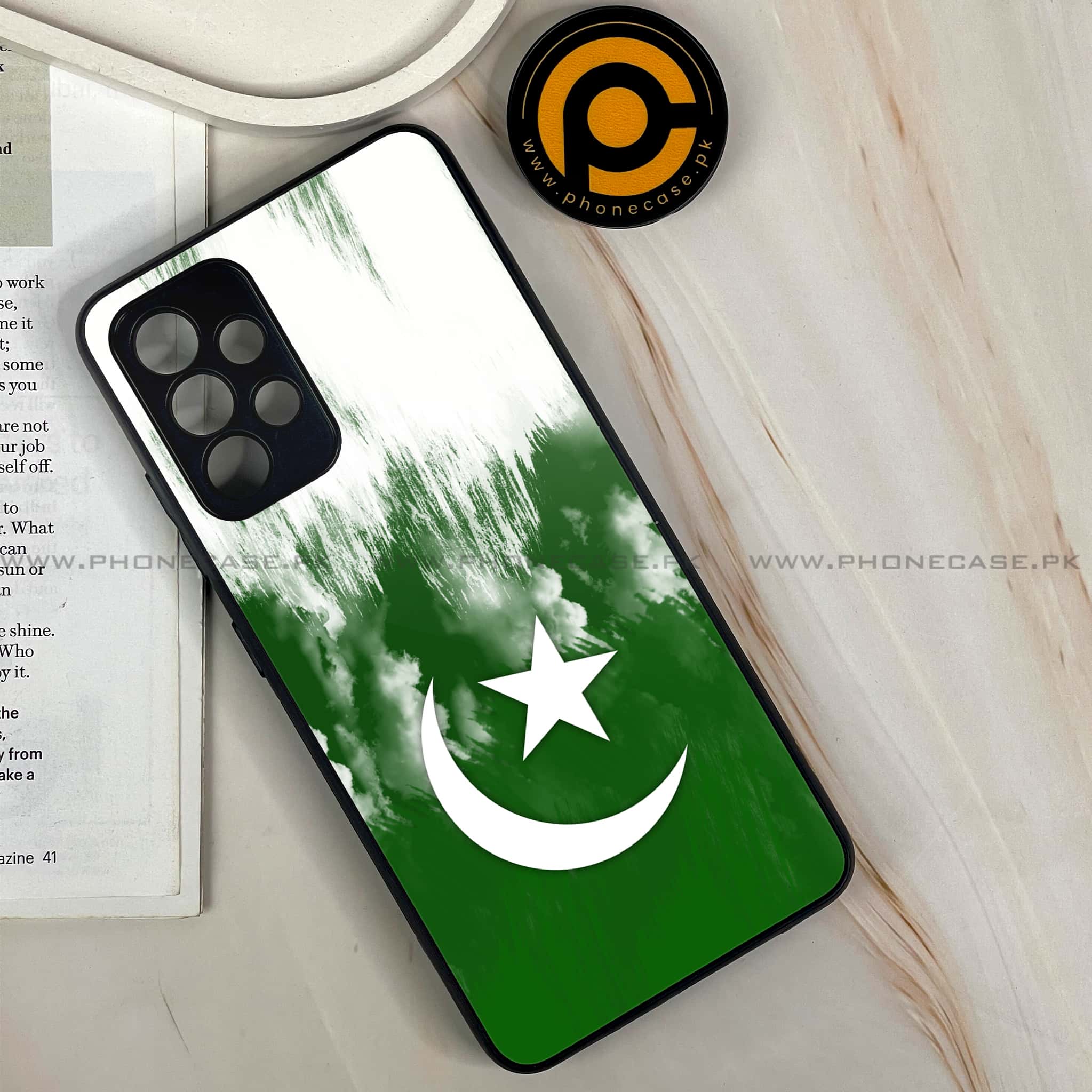 Samsung Galaxy A32 4G - Pakistani Flag Series - Premium Printed Glass soft Bumper shock Proof Case