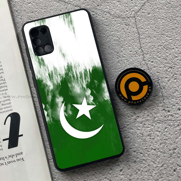 Samsung Galaxy A31 - Pakistani Flag Design 9- Premium Printed Glass soft Bumper shock Proof Case CS-44899