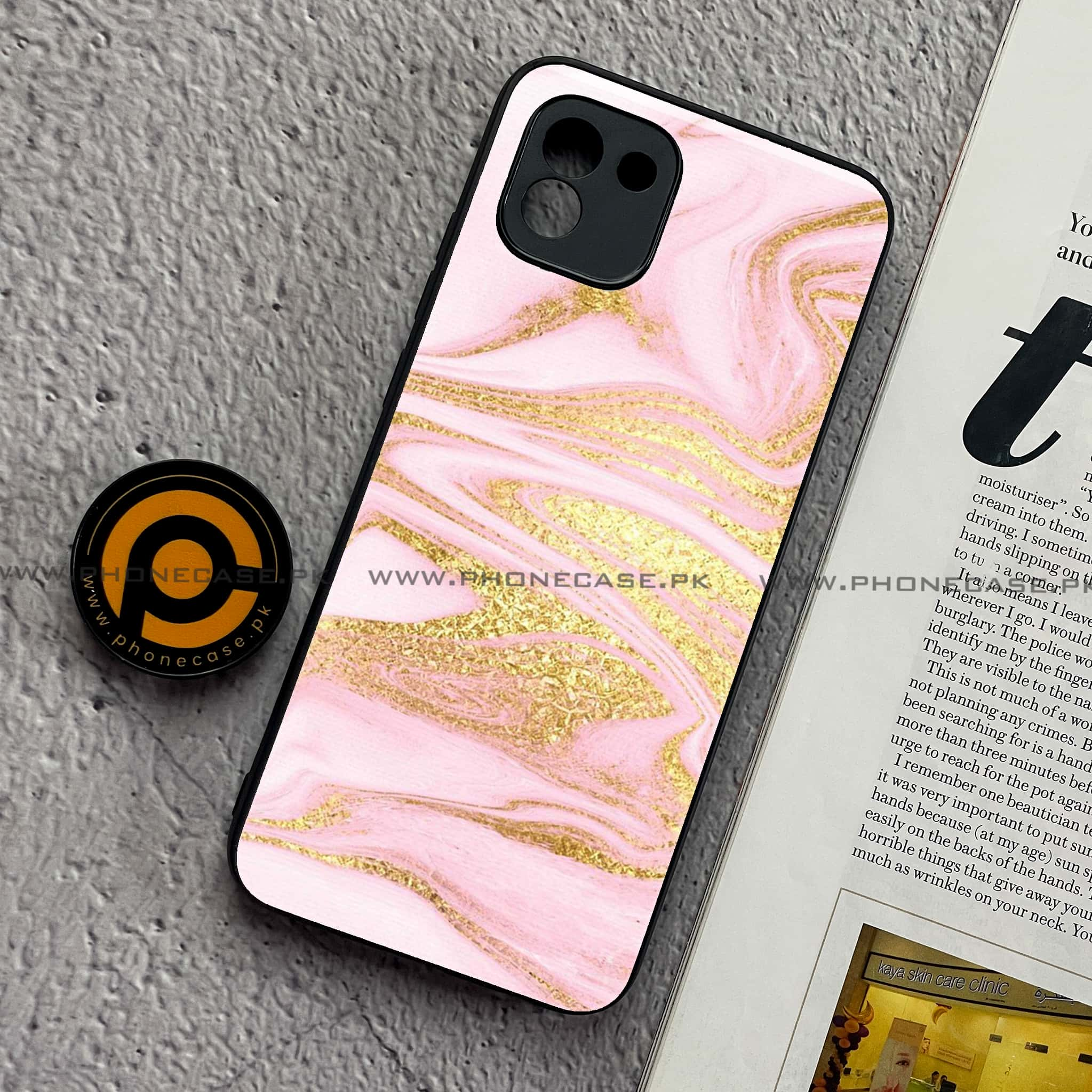 Samsung Galaxy A03 - Pink Marble Series - Premium Printed Glass soft Bumper shock Proof Case