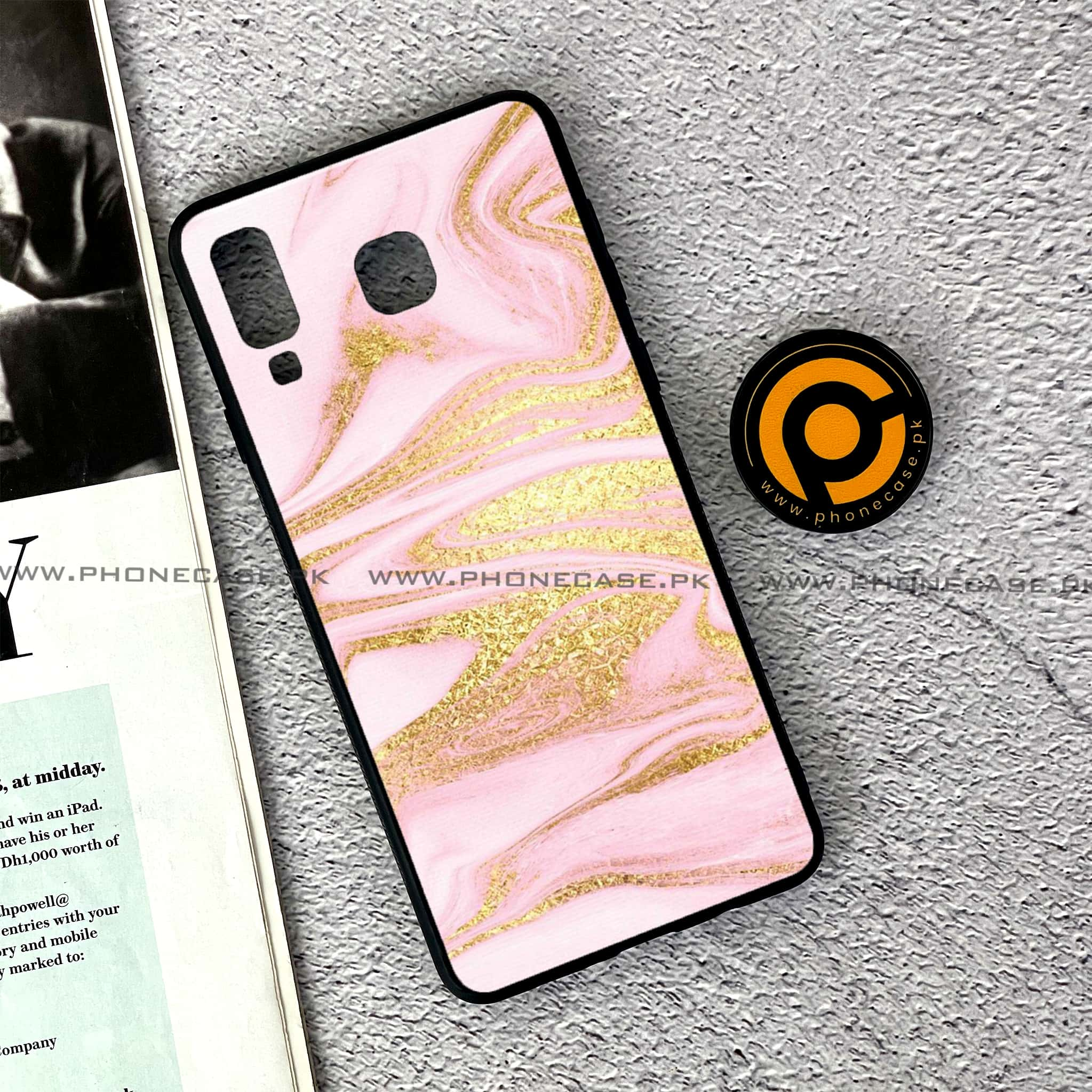 Samsung Galaxy A8 Star(A9 Star) - Pink Marble Series - Premium Printed Glass soft Bumper shock Proof Case