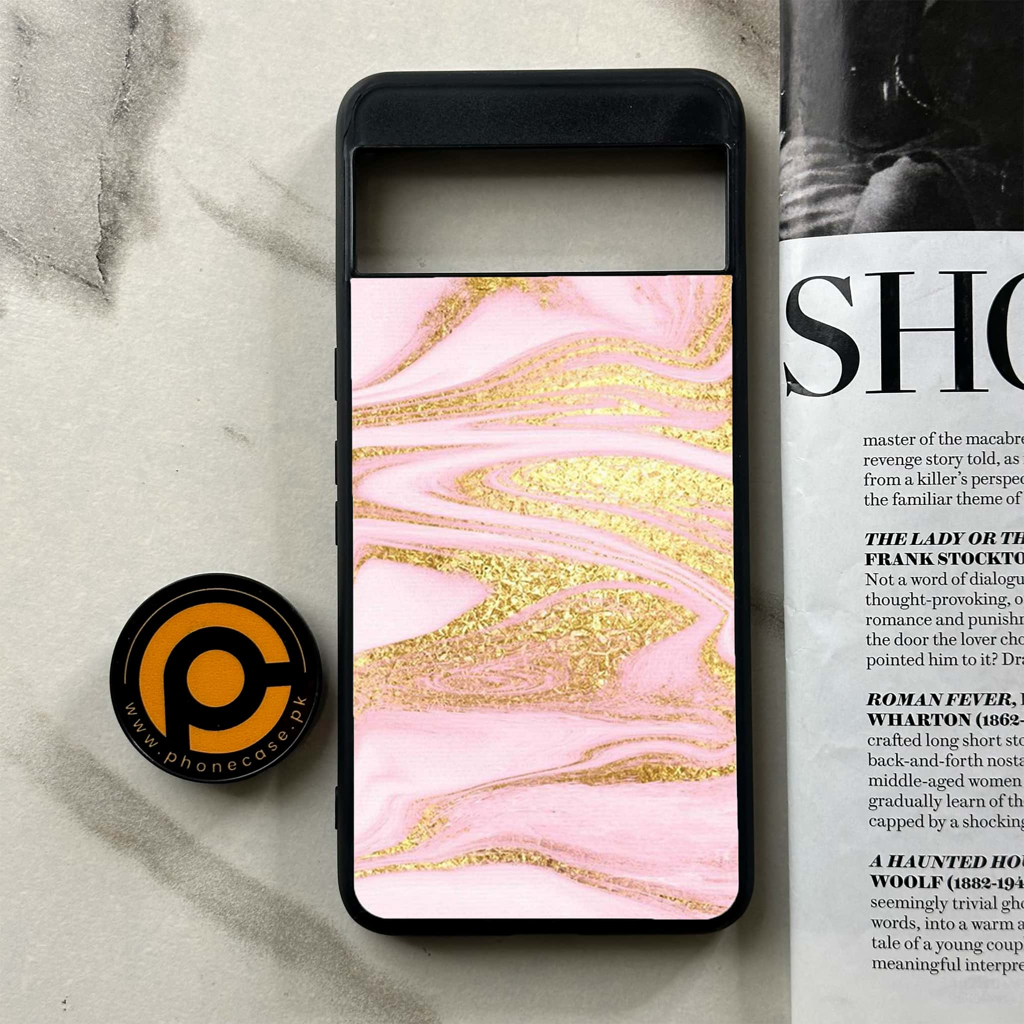 Google Pixel 8 Pro - Pink Marble Series - Premium Printed Glass soft Bumper shock Proof Case