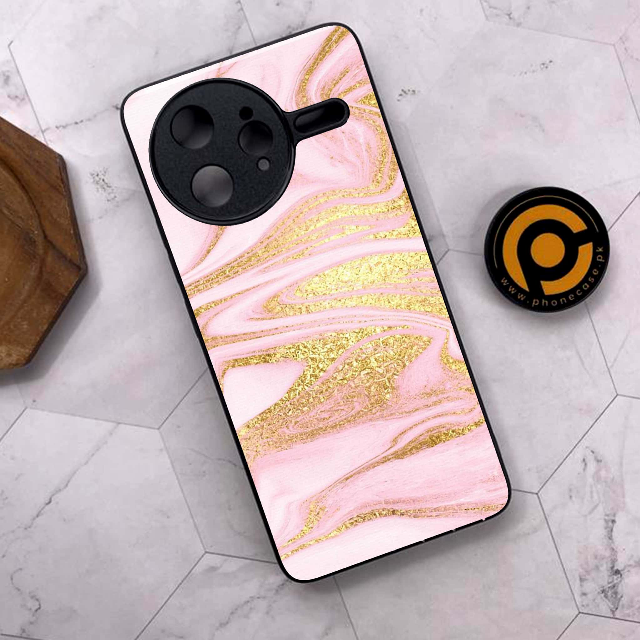 Xiaomi Poco F7 Ultra 5G - Pink Marble Series - Premium Metal Printed soft Bumper shock Proof Case