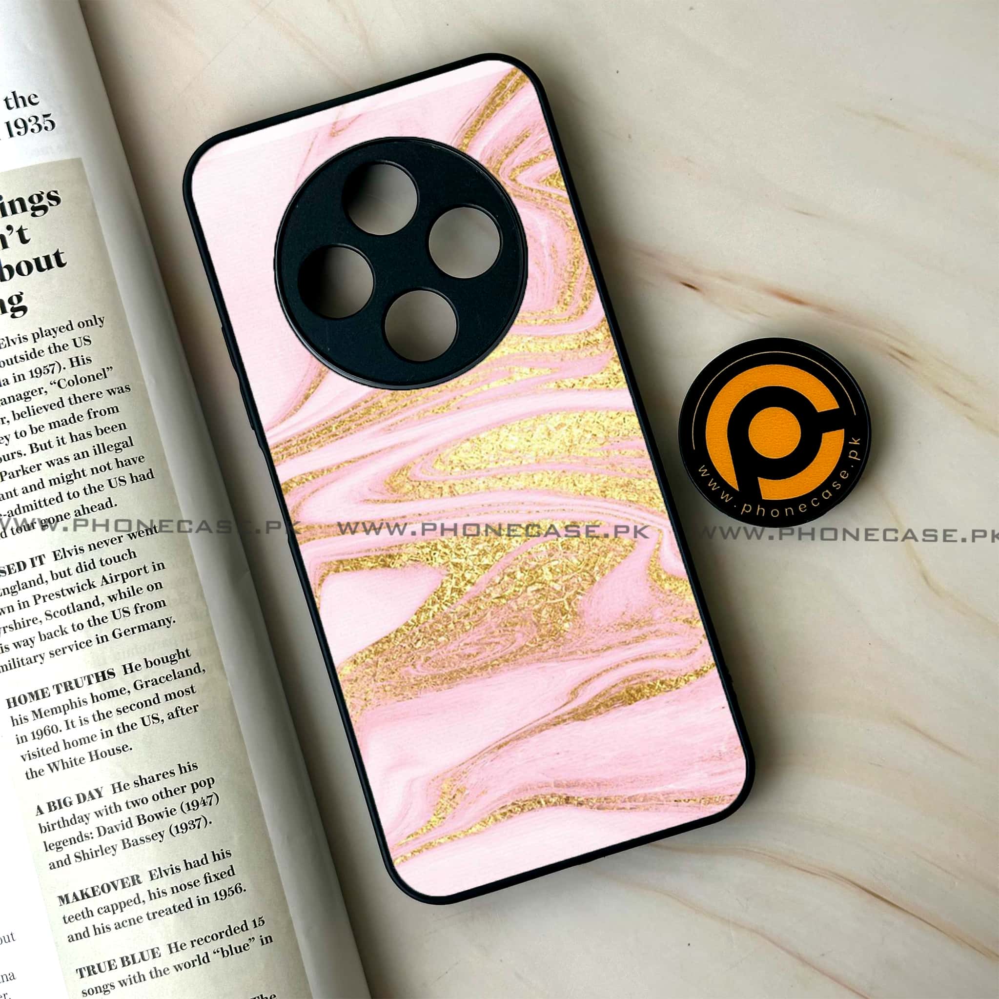Oppo F27 Pro - Pink Marble Series - Premium Metal Printed soft Bumper Shock Proof Case