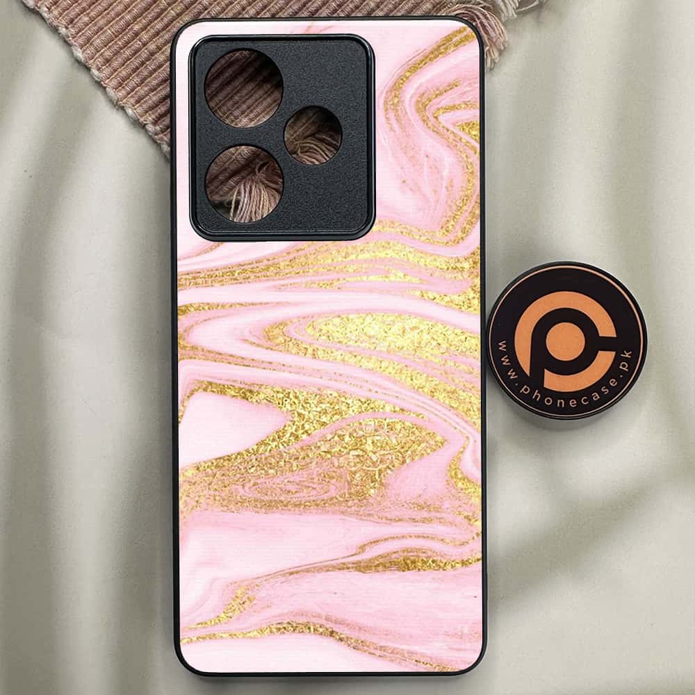 Realme GT 7 - Pink Marble Series - Premium Metal Printed soft Bumper shock Proof Case