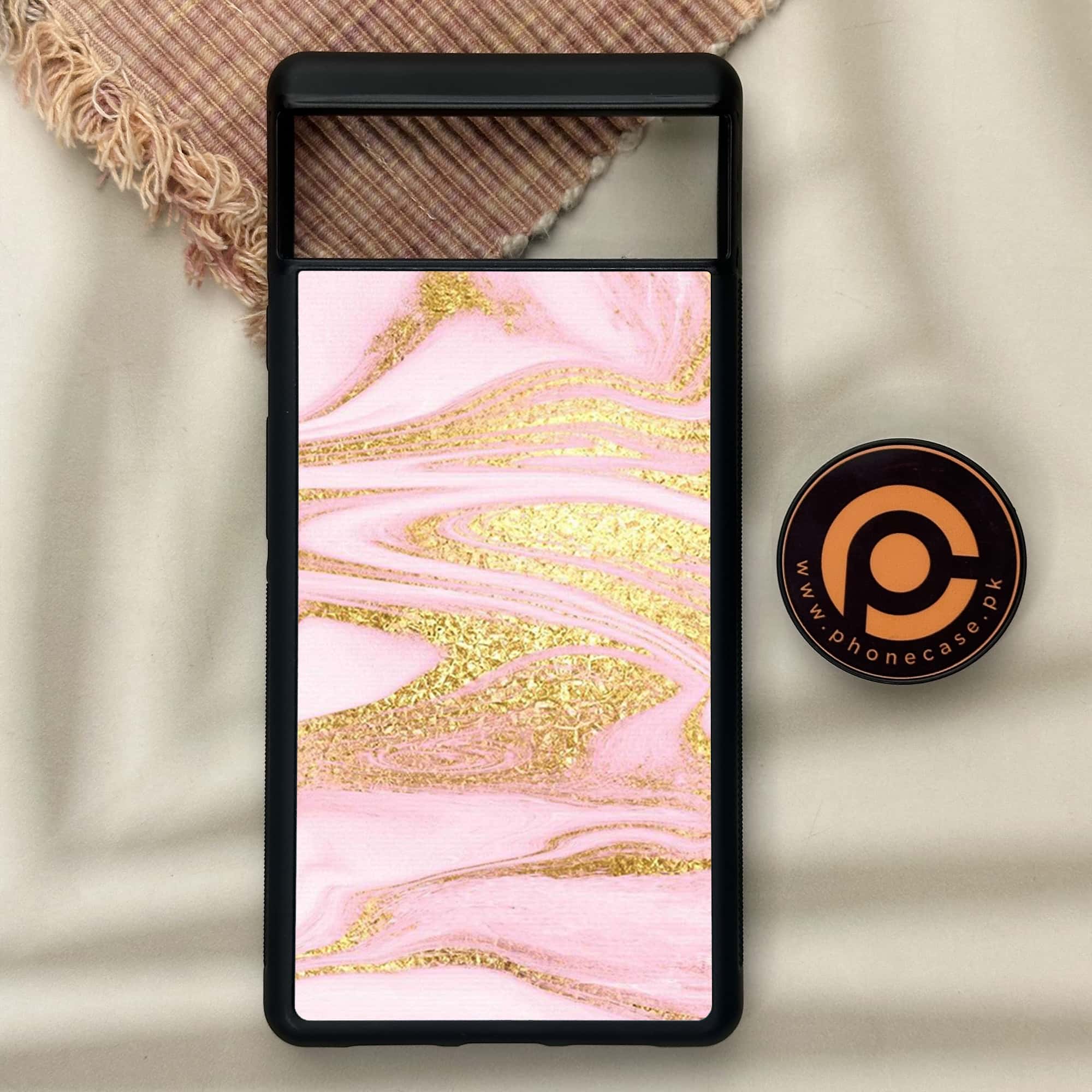 Google Pixel 6 - Pink Marble Series - Premium Metal Printed soft Bumper Shock Proof Case