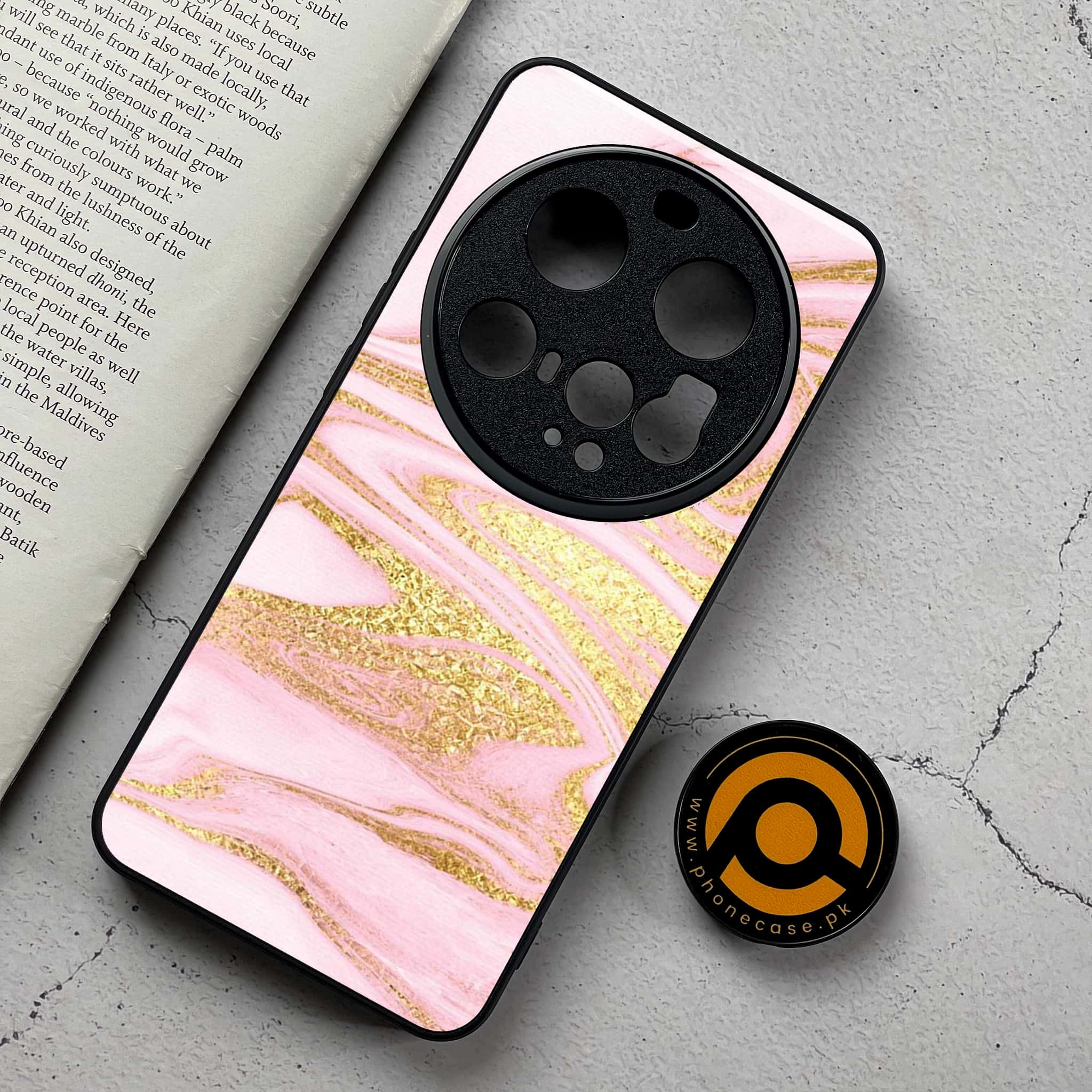 Xiaomi 15 Ultra - Pink Marble Series - Premium Metal Printed Soft Bumper Shockproof Case