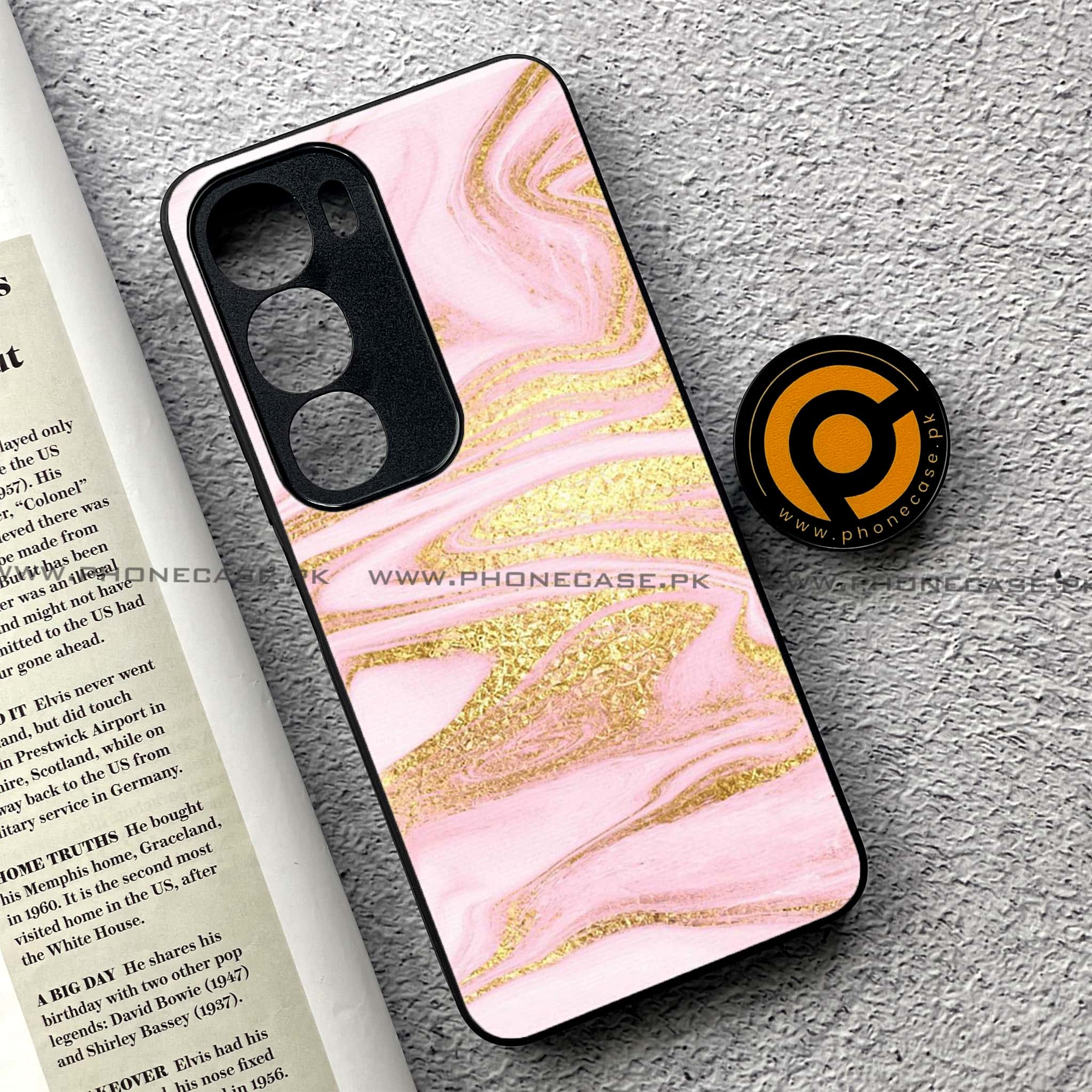 Vivo Y19s Pro - Pink Marble Series - Premium Metal Printed soft Bumper shock Proof Case