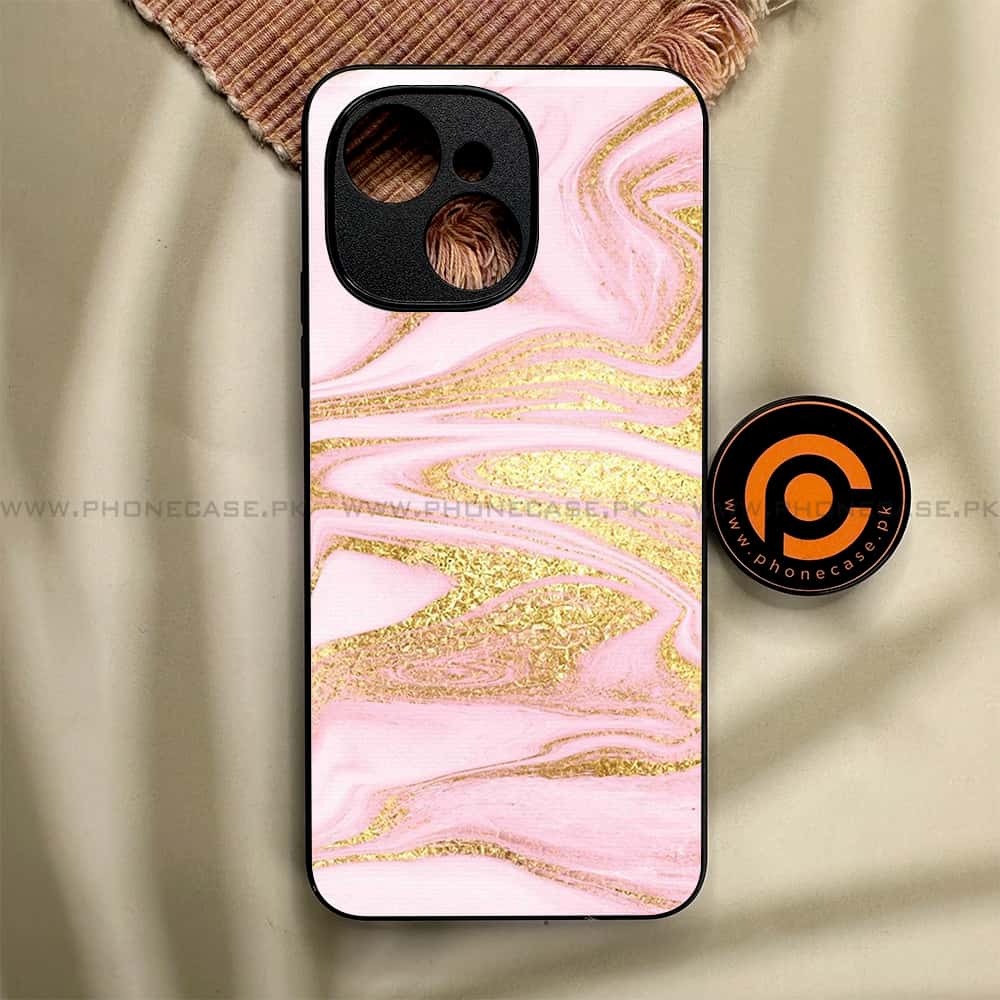 Tecno Spark 40C - Pink Marble Series - Premium Metal Printed soft Bumper shock Proof Case