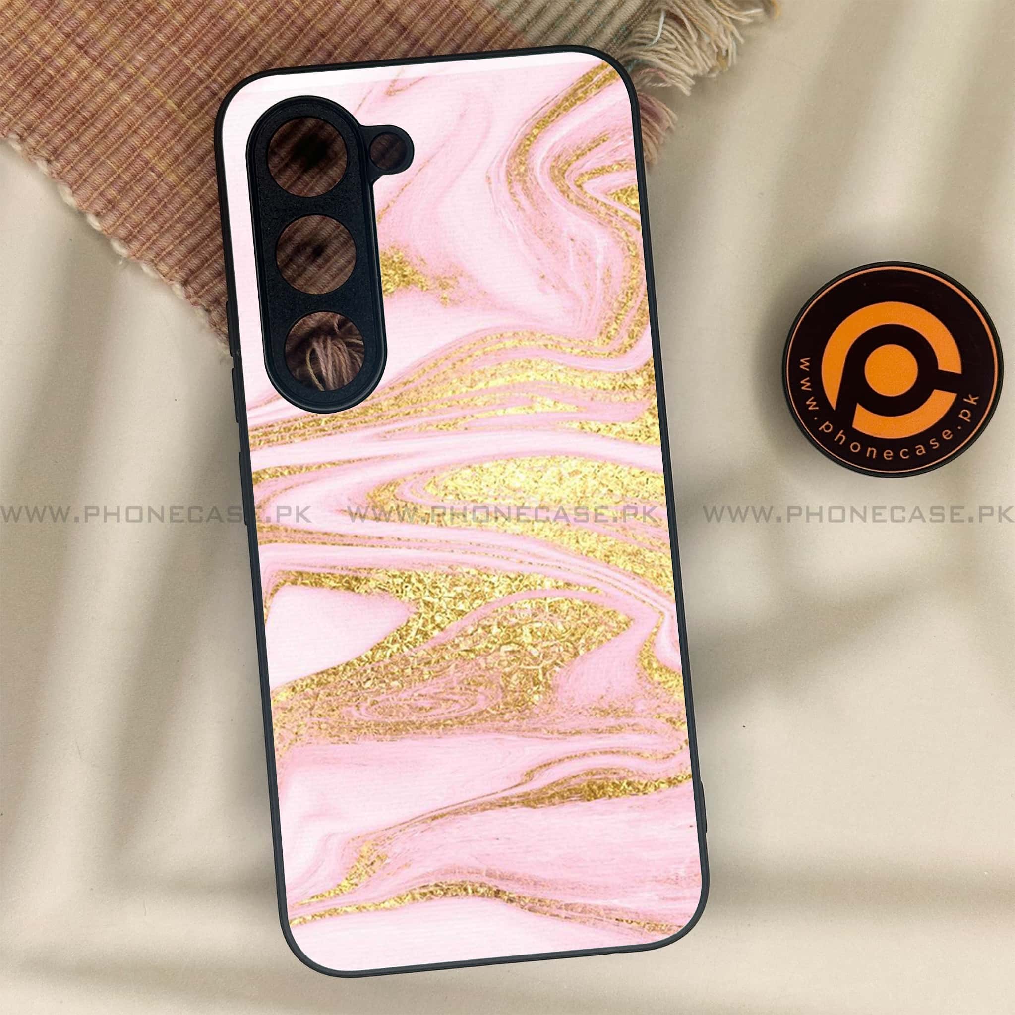 Tecno Spark 40 Pro - Pink Marble Series - Premium Metal Printed soft Bumper shock Proof Case