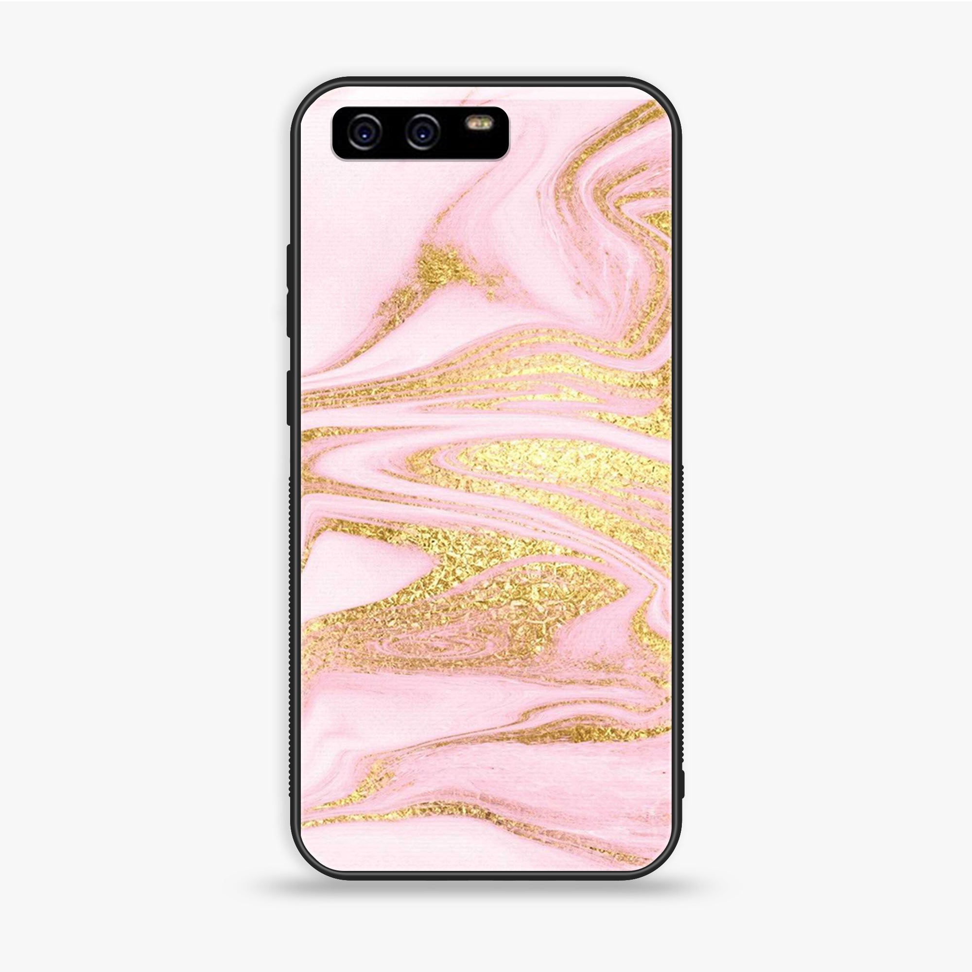 Huawei P10 Plus - Pink Marble Series - Premium Printed Glass Soft Bumper Shock Proof Case