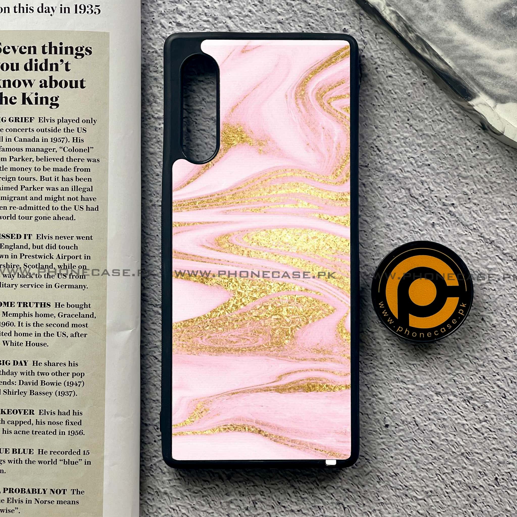 LG Velvet - Pink Marble Series - Premium Printed Glass soft Bumper shock Proof Case