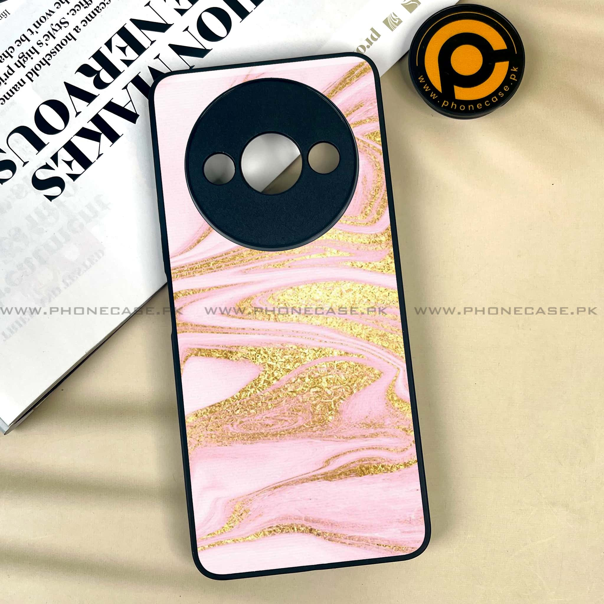 Xiaomi Redmi A3x - Pink Marble Series - Premium Printed Metal soft Bumper shock Proof Case