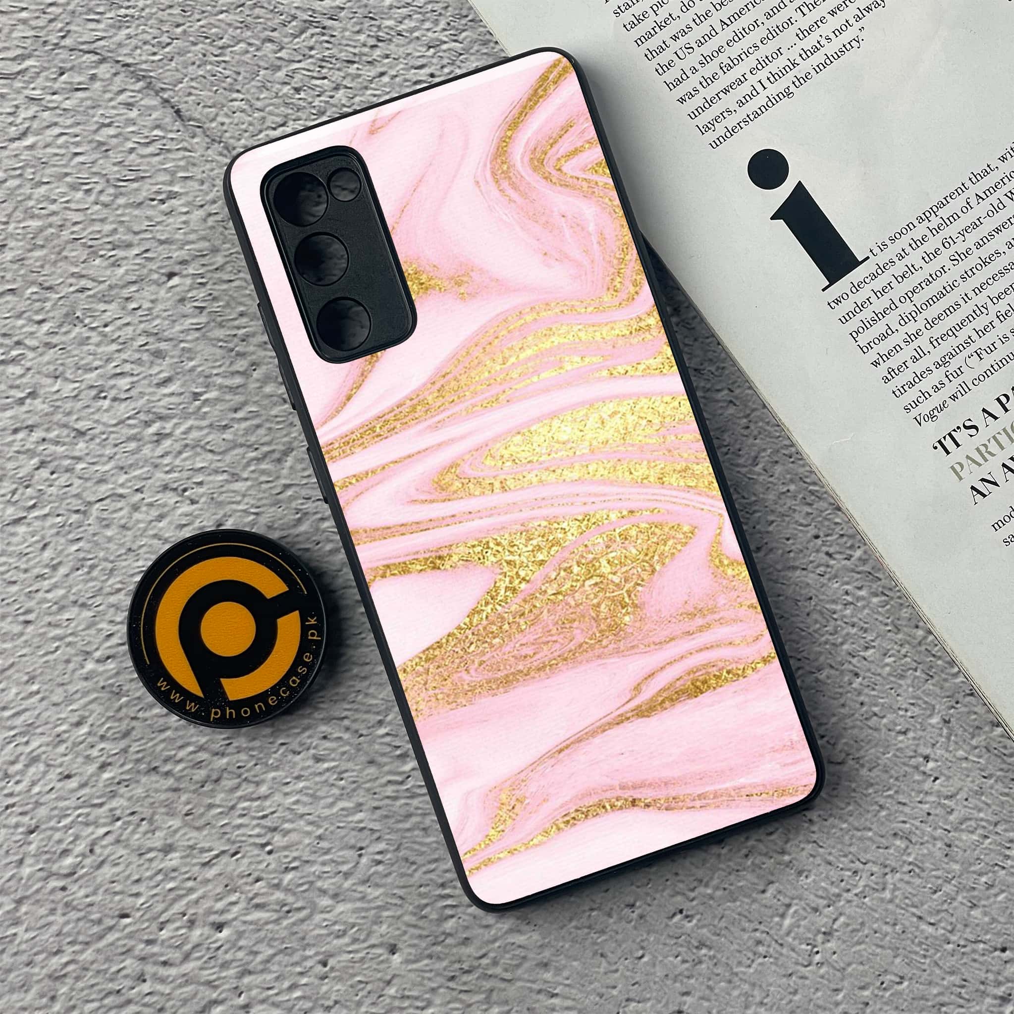 Galaxy S20 FE - Pink Marble Series - Premium Printed Glass soft Bumper shock Proof Case