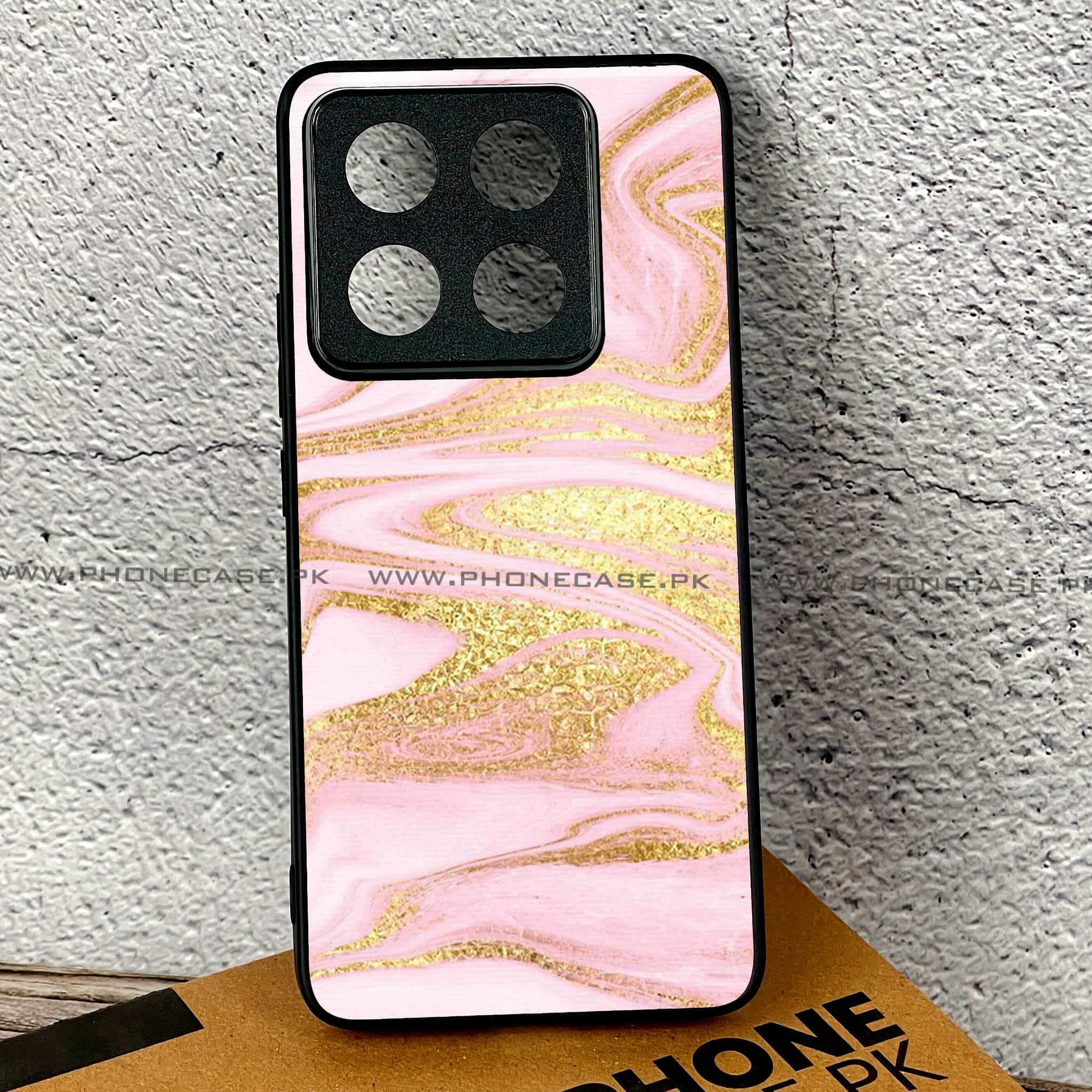 Xiaomi 14T Pro - Pink Marble Series - Premium Printed Glass soft Bumper shock Proof Case