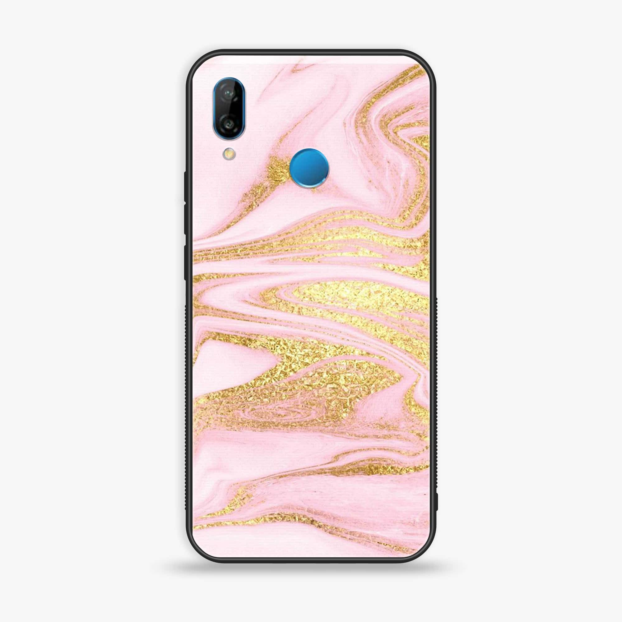 Huawei P20 lite - Pink Marble Series - Premium Printed Glass soft Bumper shock Proof Case