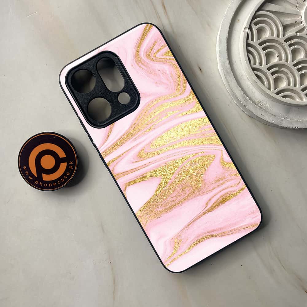 Oppo Reno 14 5G - Pink Marble Series - Premium Metal Printed soft Bumper shock Proof Case
