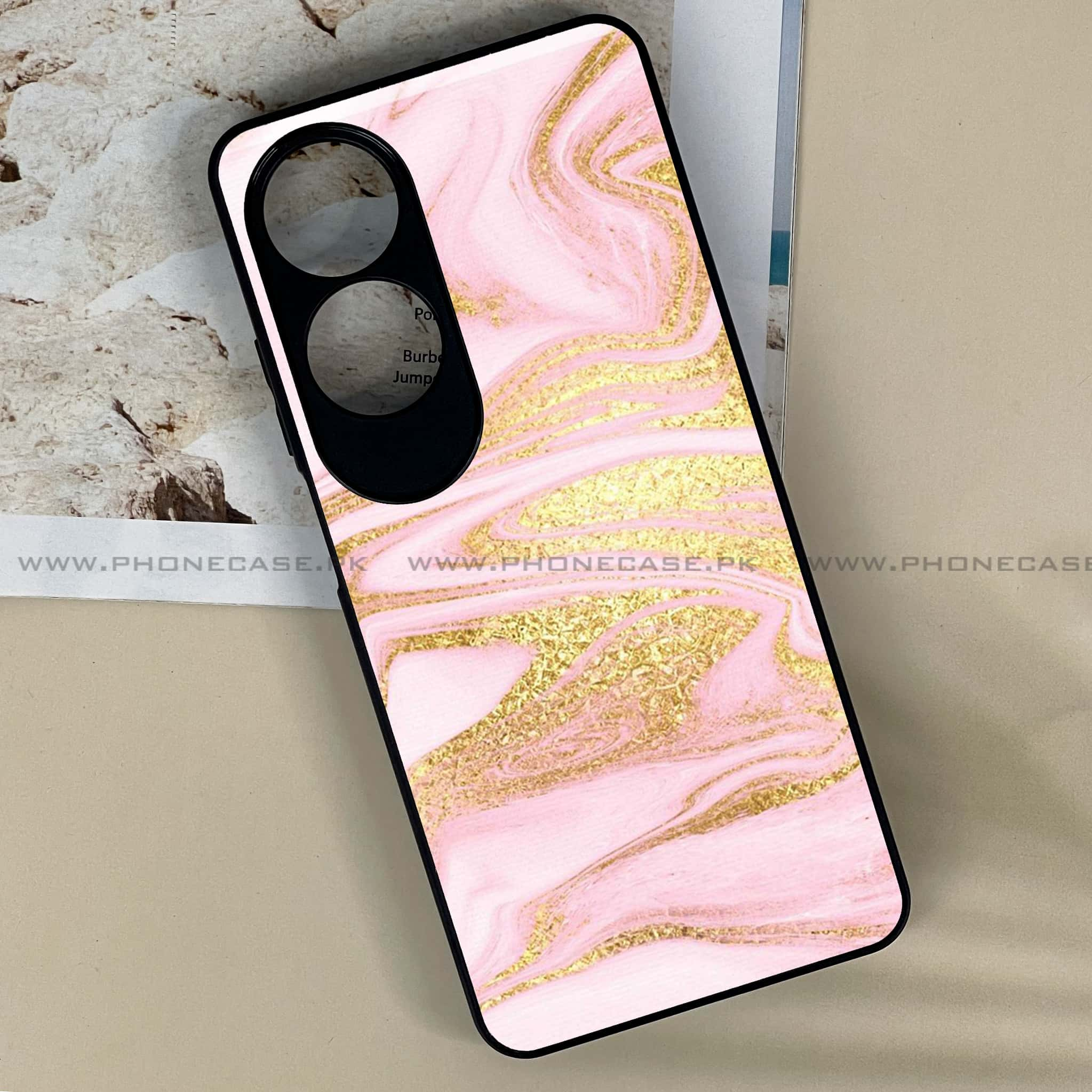 Oppo A60 - Pink Marble Series - Premium Printed Metal soft Bumper shock Proof Case