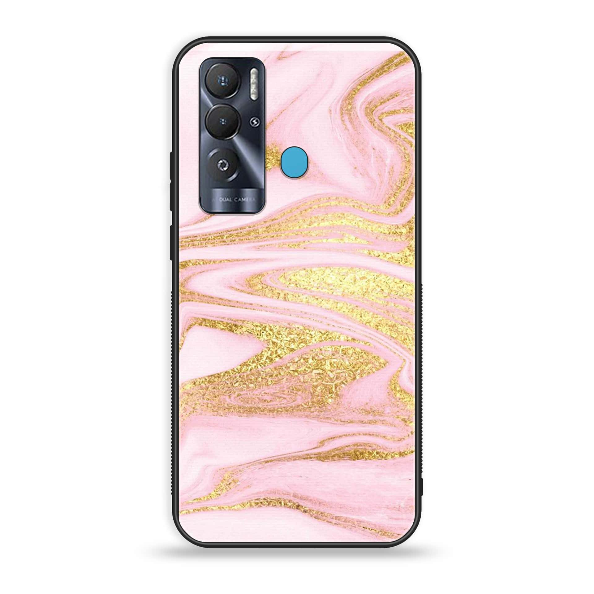 Tecno Pova Neo Pink Marble Premium Printed Glass soft Bumper shock Proof Case