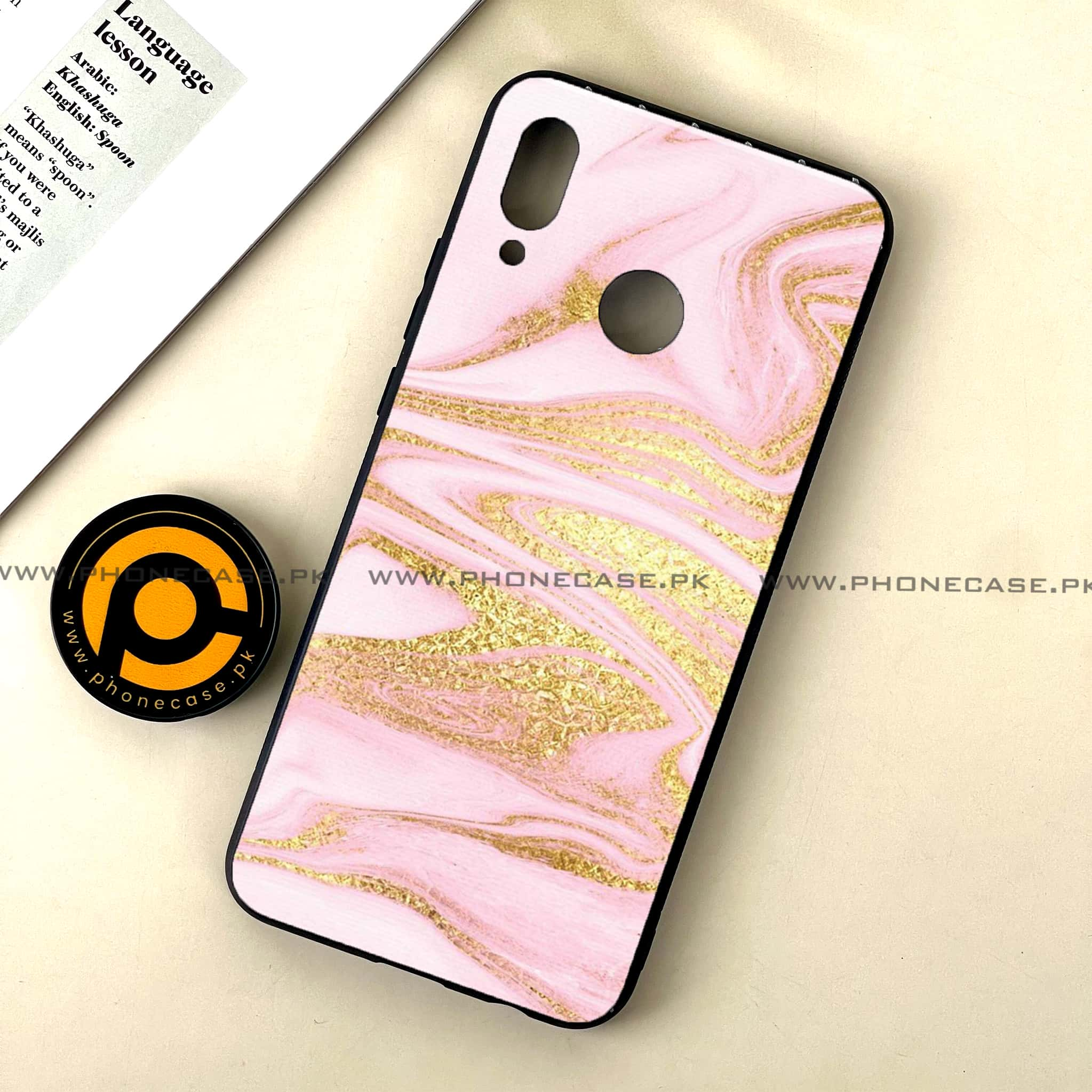 Huawei Nova 3 - Pink Marble Series - Premium Printed Glass soft Bumper shock Proof Case