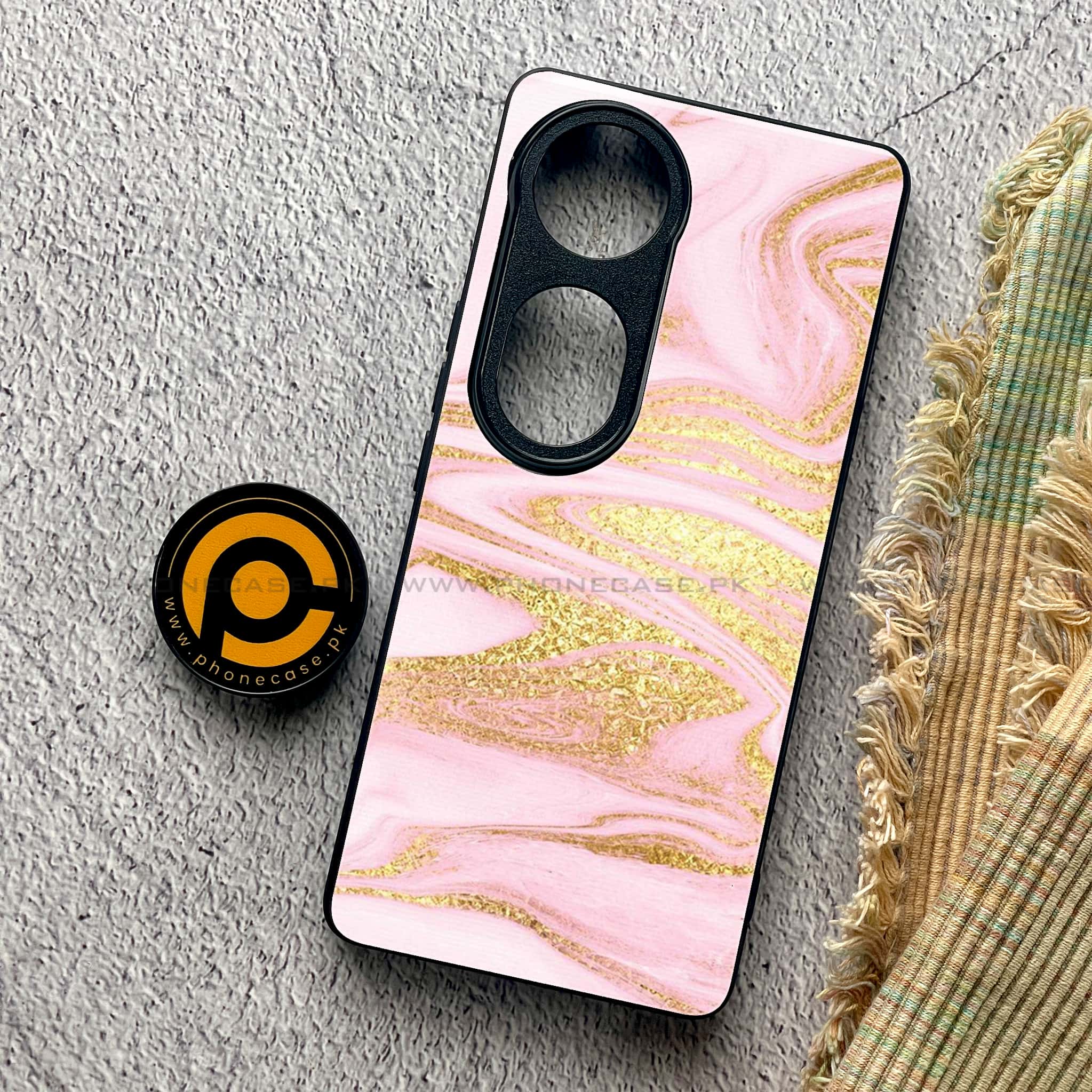 Vivo S19 Pro - Pink Marble Series - Premium Metal Printed soft Bumper shock Proof Case