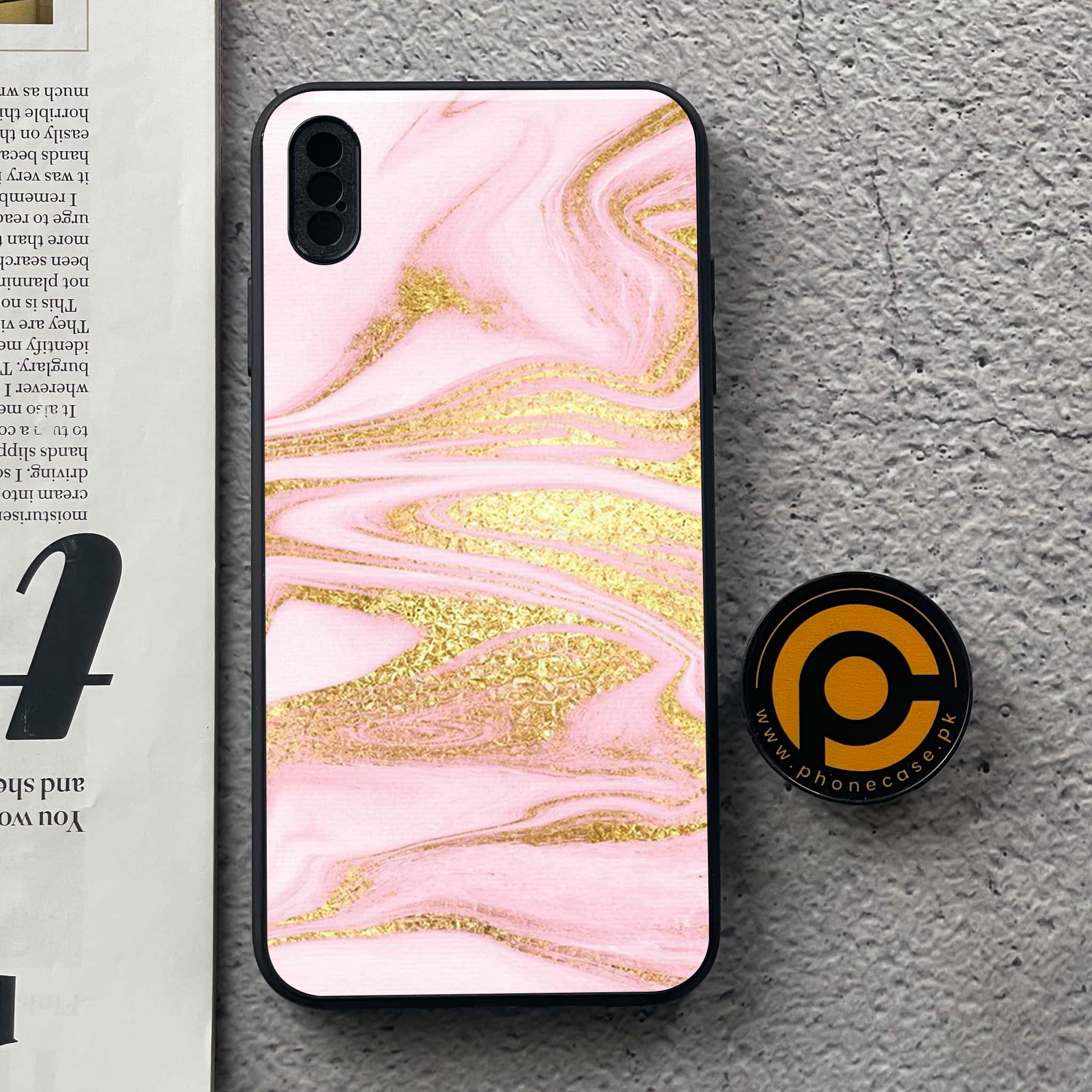 iPhone Xs Max - Pink Marble Series - Premium Metal Printed soft Bumper shock Proof Case