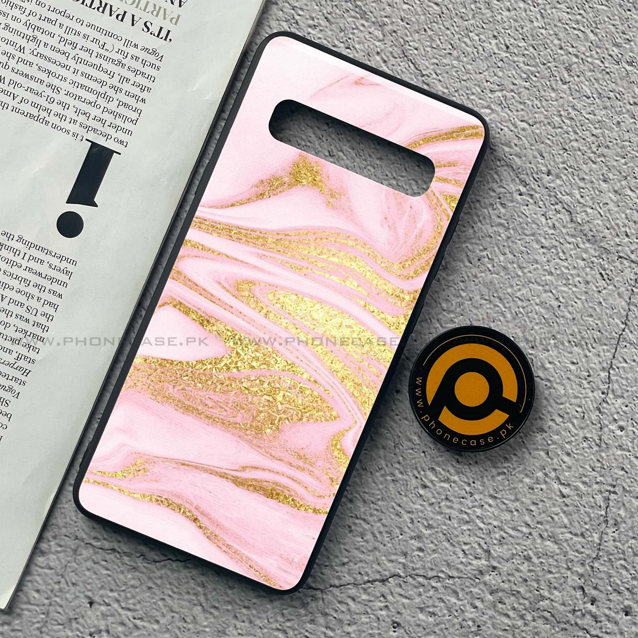 Samsung Galaxy S10 5G - Pink Marble Series - Premium Printed Glass soft Bumper shock Proof Case