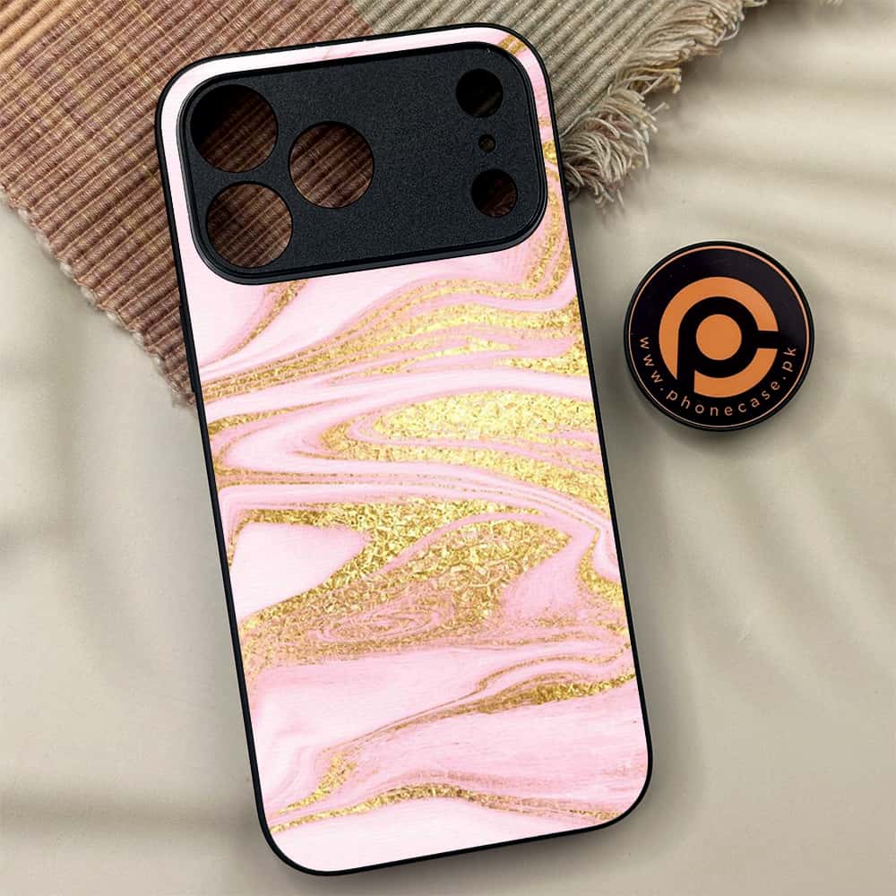 iPhone 17 Pro Max - Pink Marble Series - Premium Metal Printed soft Bumper shock Proof Case