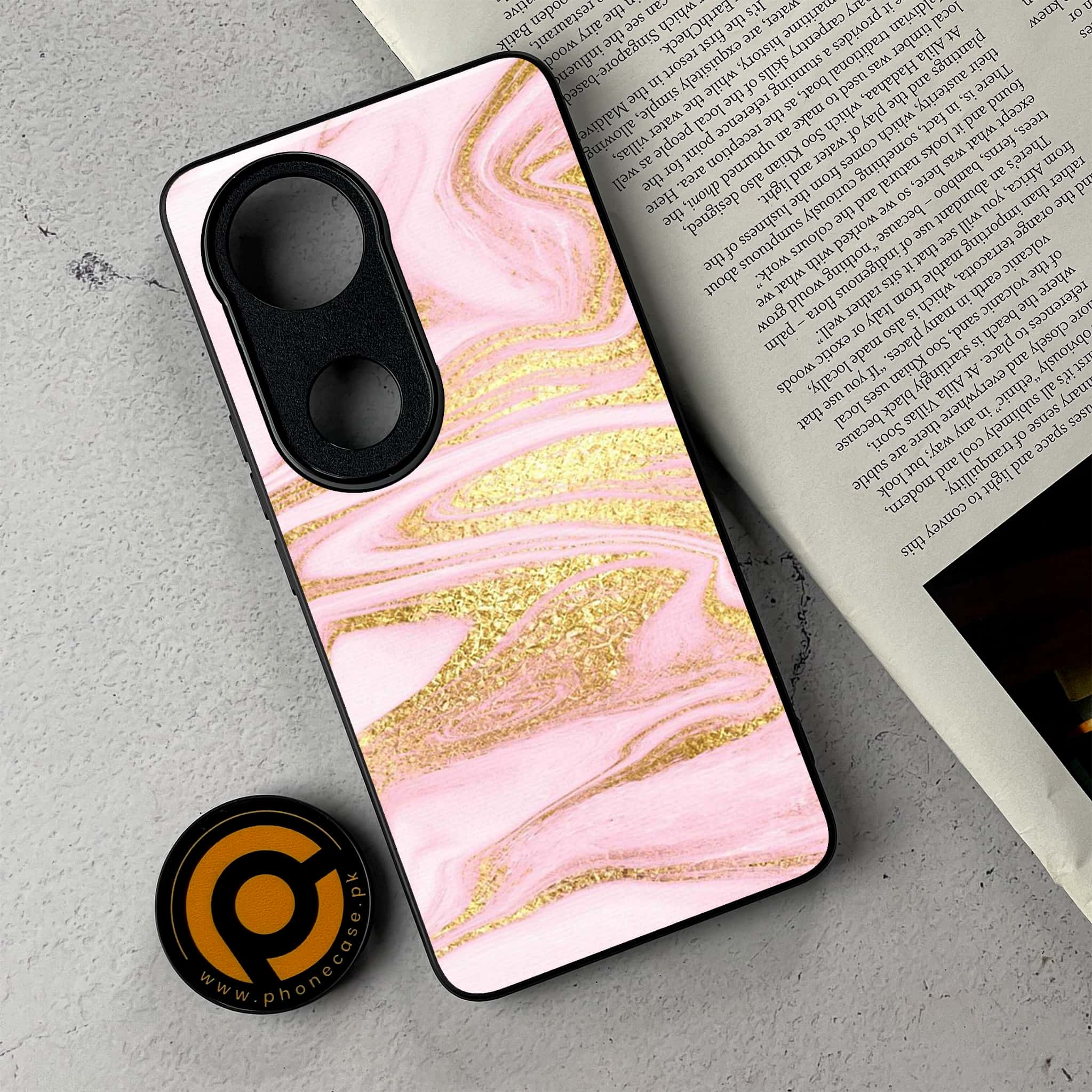 Vivo V50 -   Pink Marble Series - Premium Metal Printed Soft Bumper Shockproof Case