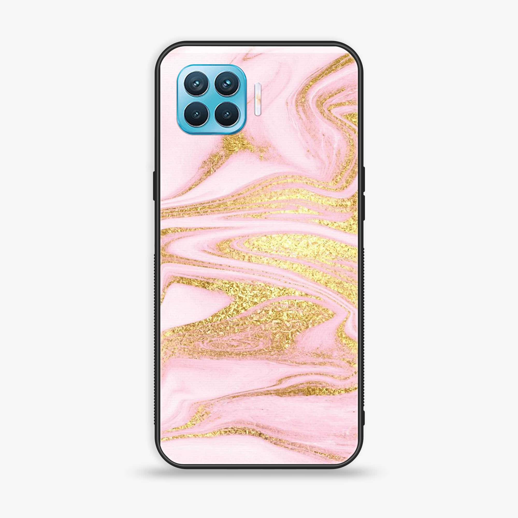 Oppo F17 - Pink Marble Series - Premium Printed Glass soft Bumper shock Proof Case