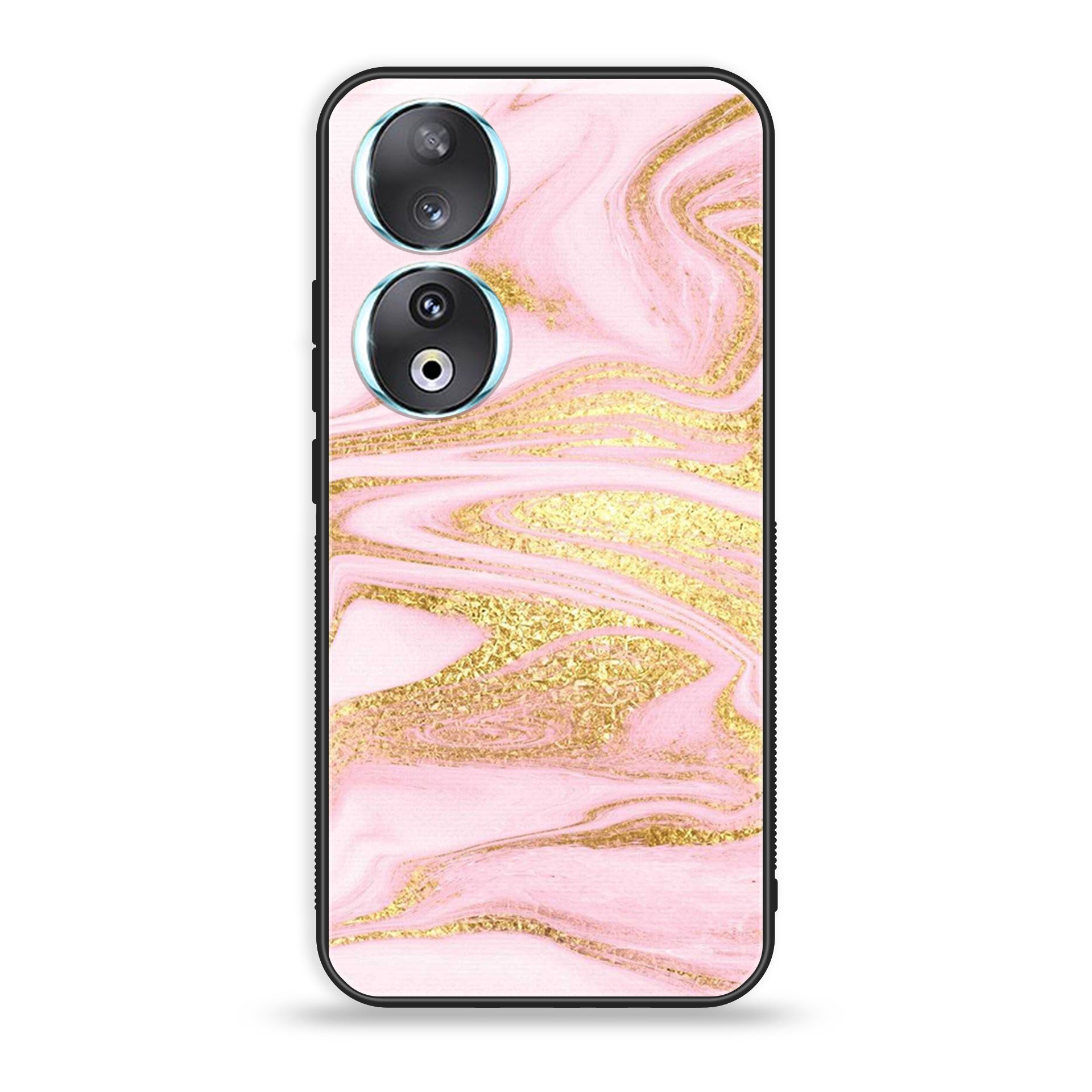 Huawei Honor 90 - Pink Marble Series - Premium Printed Glass soft Bumper shock Proof Case