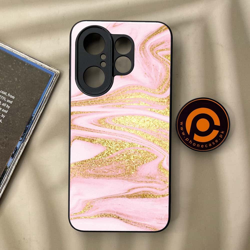 Vivo X200 FE - Pink Marble Series - Premium Metal Printed soft Bumper Shock Proof Case