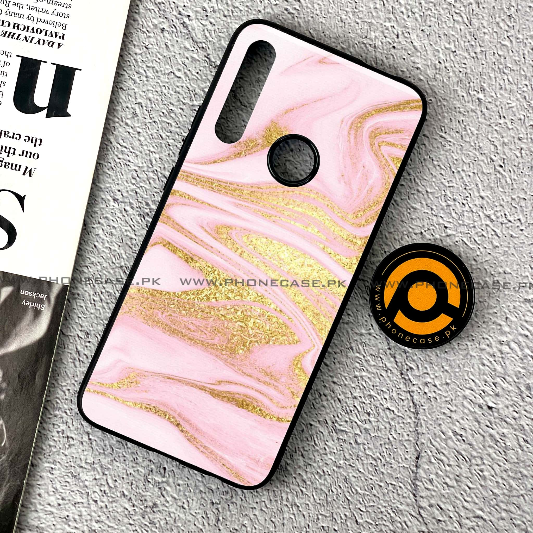 Huawei Y9 Prime (2019) - Pink Marble Series - Premium Printed Glass soft Bumper shock Proof Case