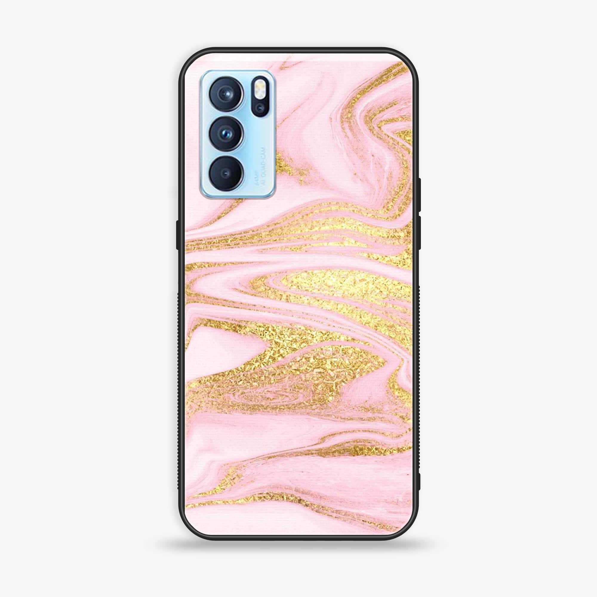 Oppo Reno 6 Pro - Pink Marble Series - Premium Printed Glass soft Bumper shock Proof Case