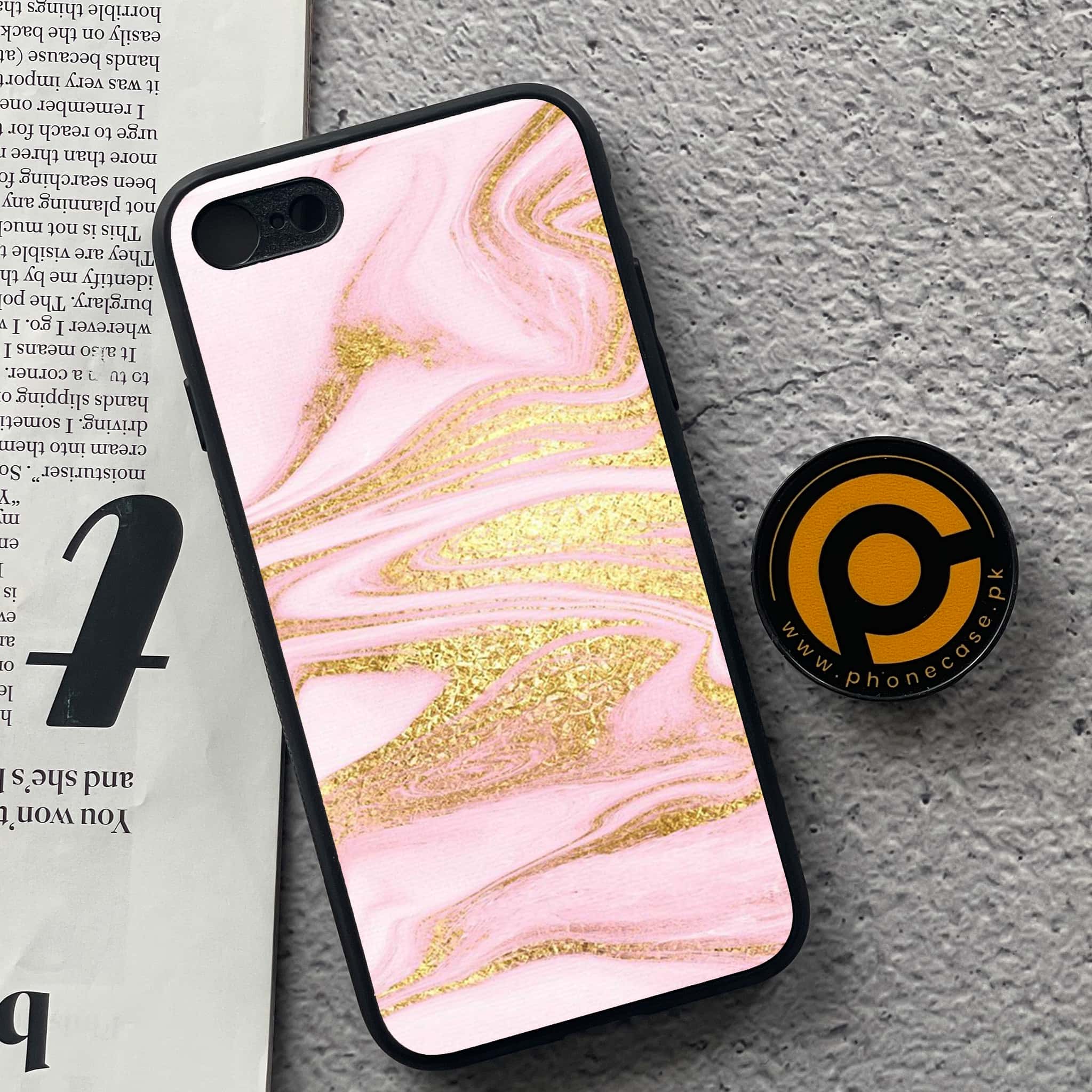 iPhone 7 / 8 - Pink Marble Series - Premium Printed Glass soft Bumper shock Proof Case