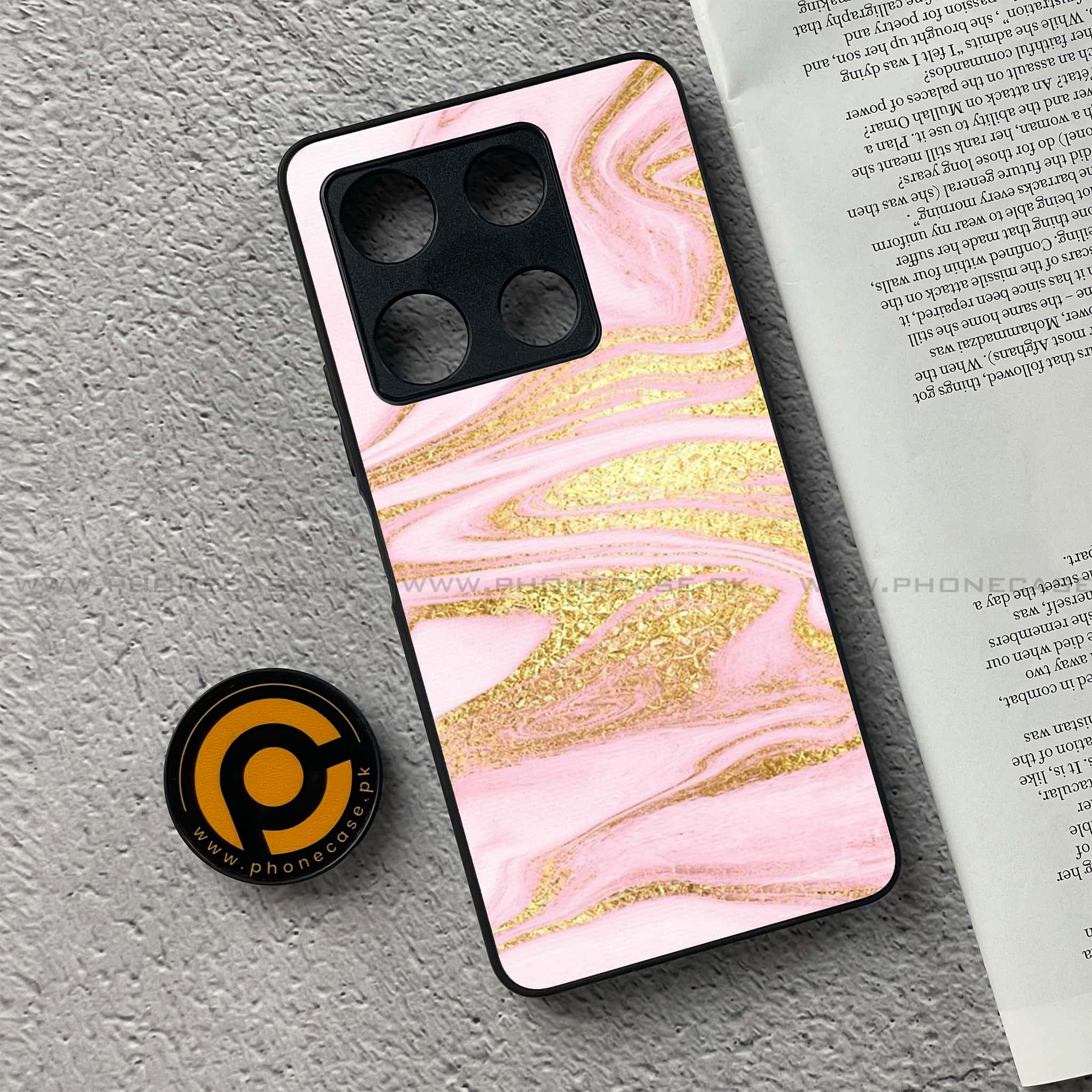 Infinix Note 30 Pro - Pink Marble Series - Premium Metal Printed soft Bumper shock Proof Case