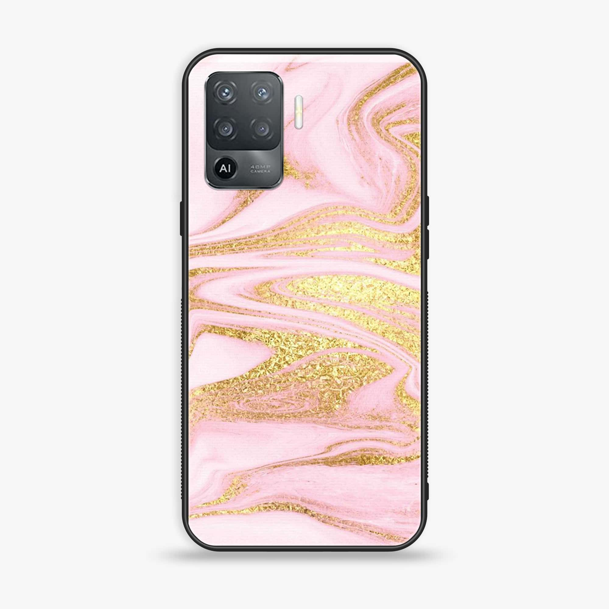 Oppo F19 Pro - Pink Marble Series - Premium Printed Glass soft Bumper shock Proof Case