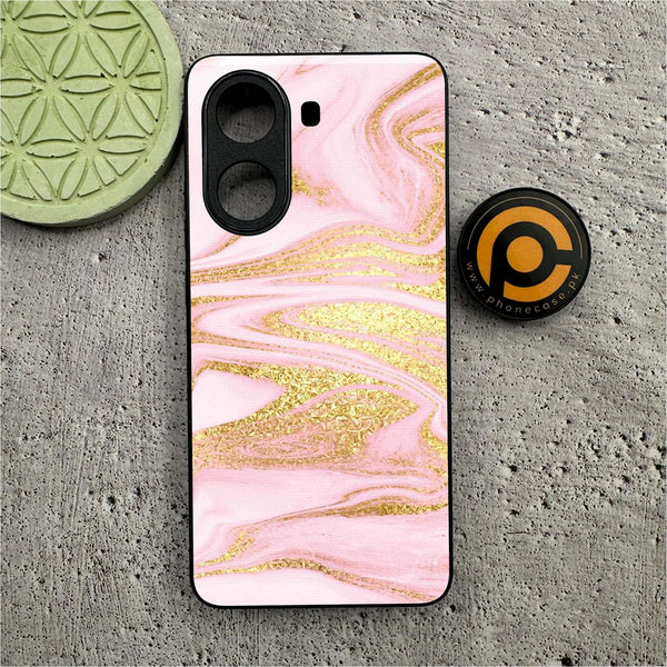 Xiaomi Redmi Turbo 4 - Pink Marble Series - Premium Metal Printed soft Bumper shock Proof Case