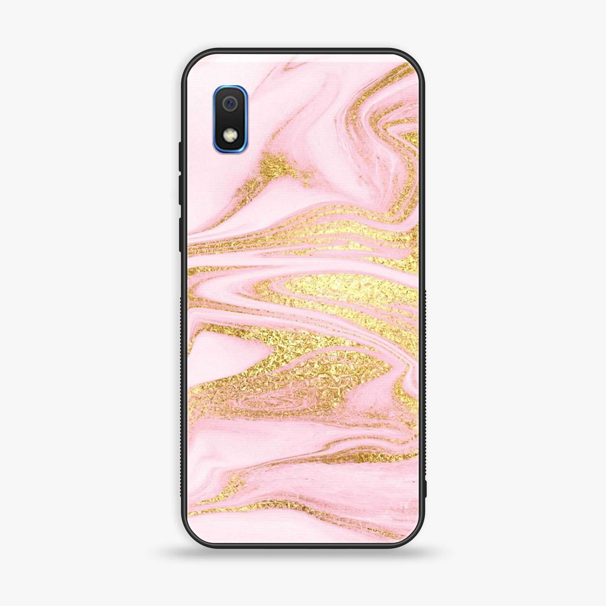 Samsung Galaxy A10 - Pink Marble Series - Premium Printed Glass soft Bumper shock Proof Case