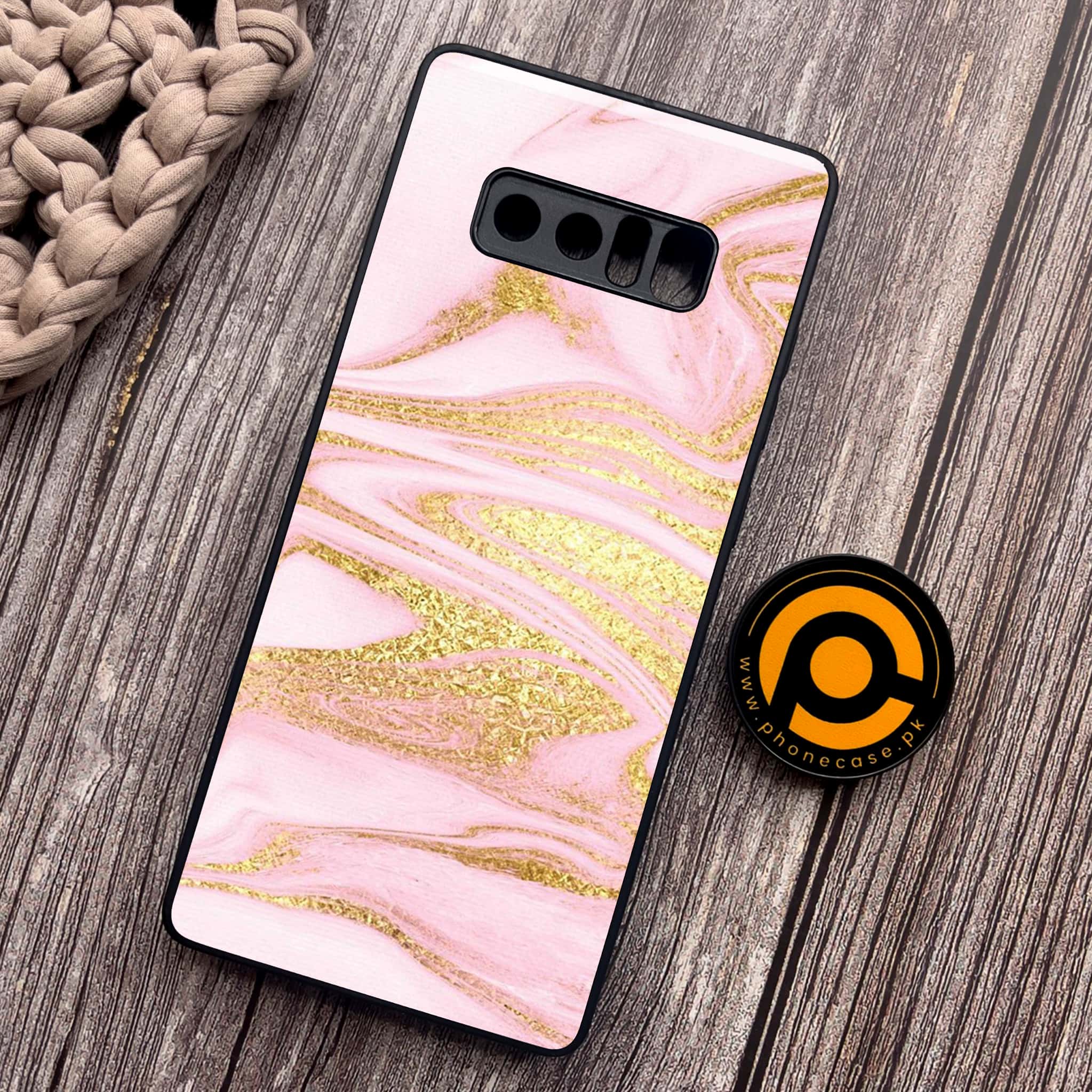 Samsung Galaxy Note 8 - Pink Marble Series - Premium Metal Printed soft Bumper shock Proof Case