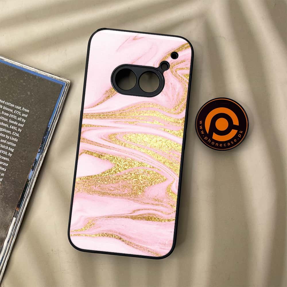 Nothing Phone (2a) - Pink Marble Series - Premium Metal Printed soft Bumper Shock Proof Case