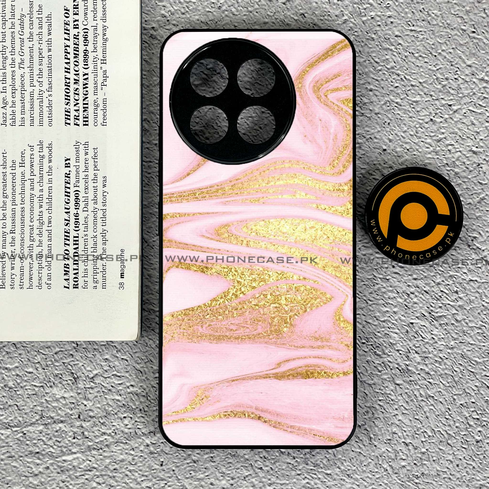 Tecno Spark 30 Pro - Pink Marble Series - Premium Printed Glass soft Bumper shock Proof Case