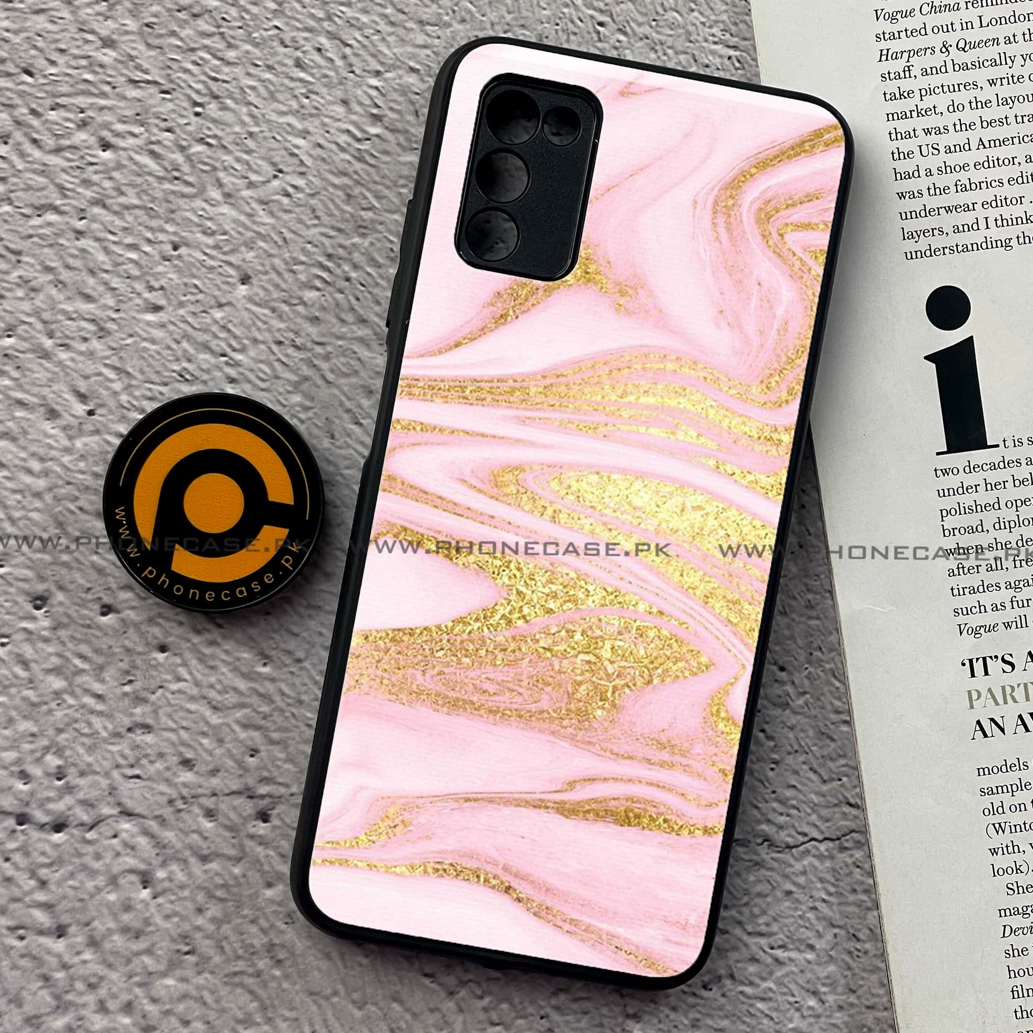 Samsung Galaxy A02s - Pink Marble Series - Premium Printed Metal soft Bumper shock Proof Case
